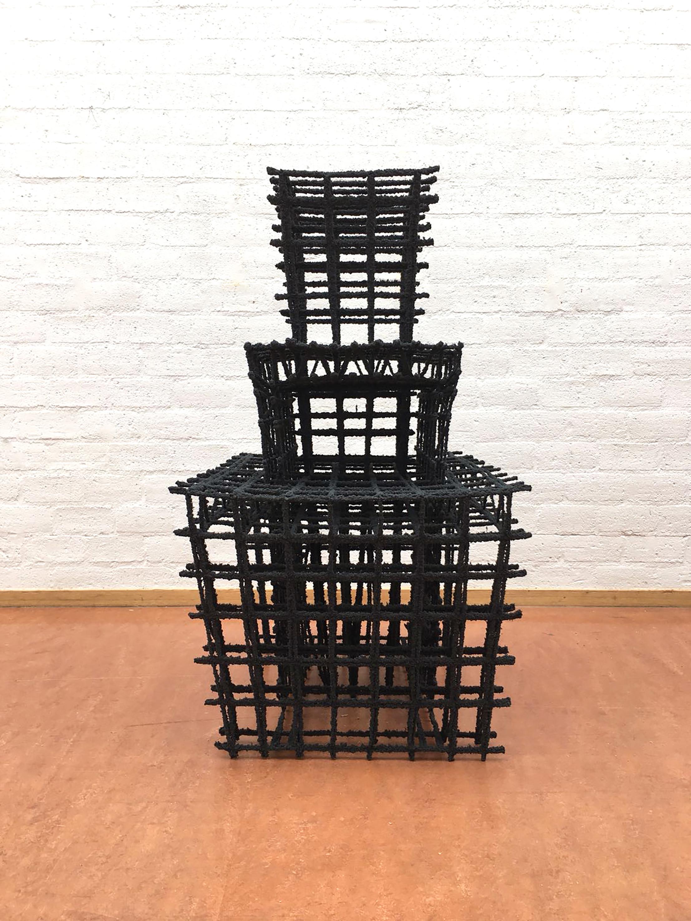 Modern Pagoda Anthracite Sculpture by Fransje Gimbrere For Sale