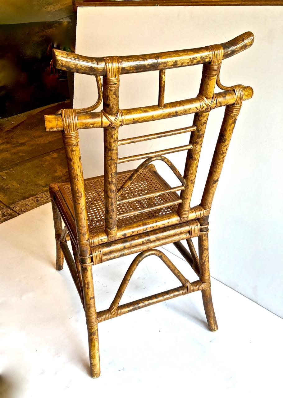 Pagoda-Backed Side Chairs Attributed to Ficks Reed , Set of 4 In Good Condition In Pasadena, CA