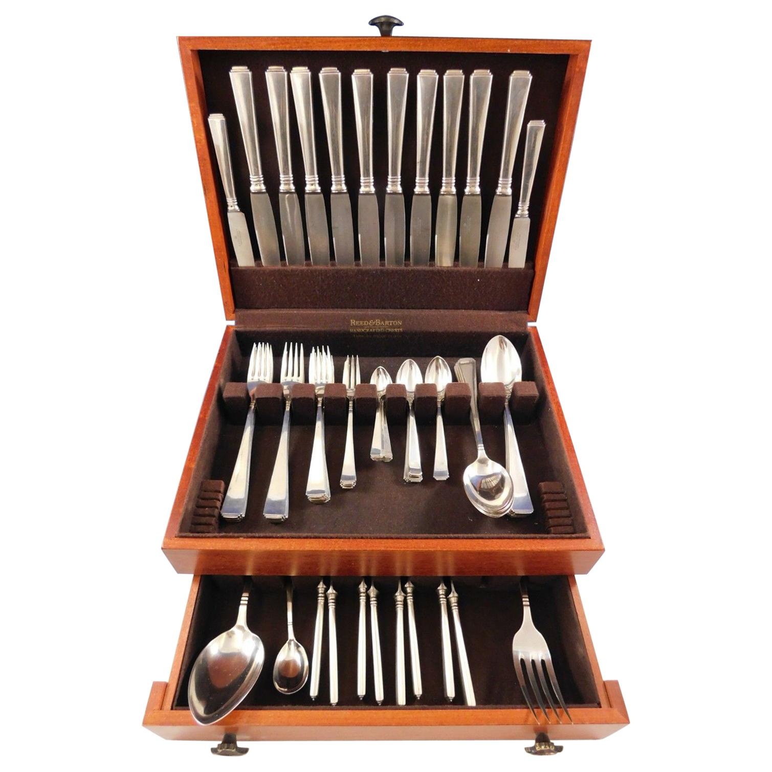 Pagoda by Hempel and Kaltenbach 800 Silver Flatware Set Service 75 Pcs Polish For Sale