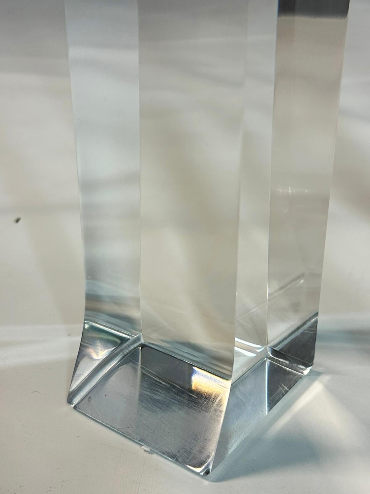Pagoda Console Table in Solid Lucite & Glass Top by Charles Hollis Jones 4