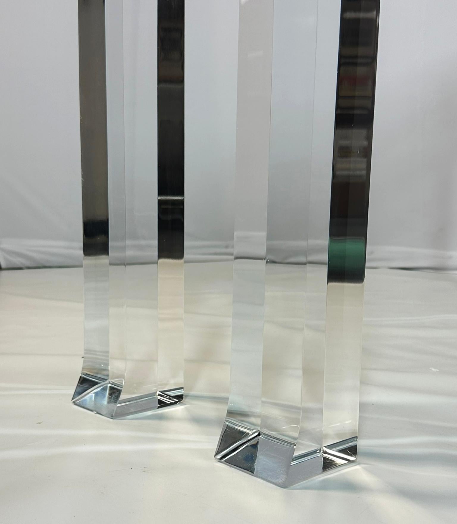 Pagoda Console Table in Solid Lucite & Glass Top by Charles Hollis Jones 5