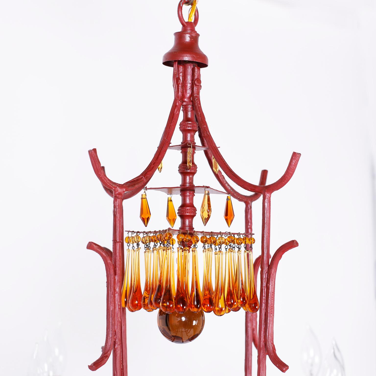 20th Century Pagoda Form Chinoiserie Chandelier