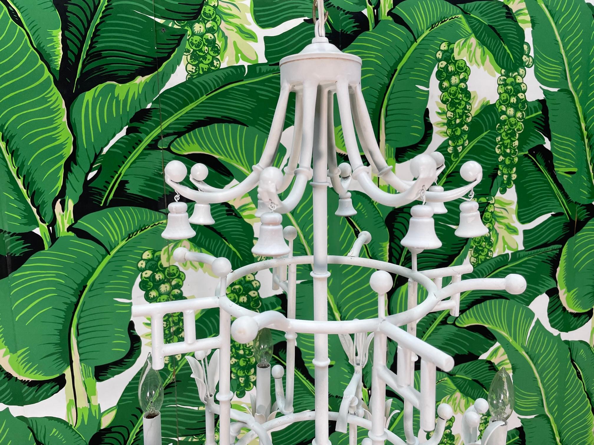 Chinoiserie Pagoda Form Faux Bamboo 8 Arm Chandelier