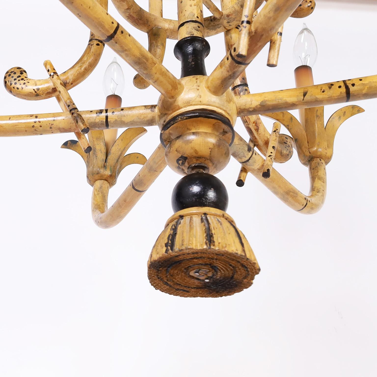Pagoda Form Faux Bamboo Chandelier 3
