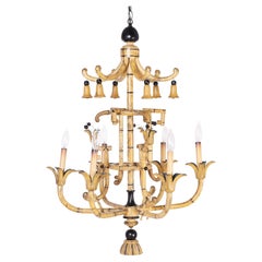 Pagoda Form Faux Bamboo Chandelier