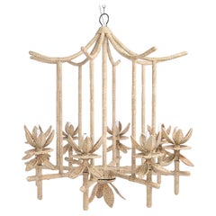 Pagoda Form Reed Wrapped Chandelier From the FS Flores Collection