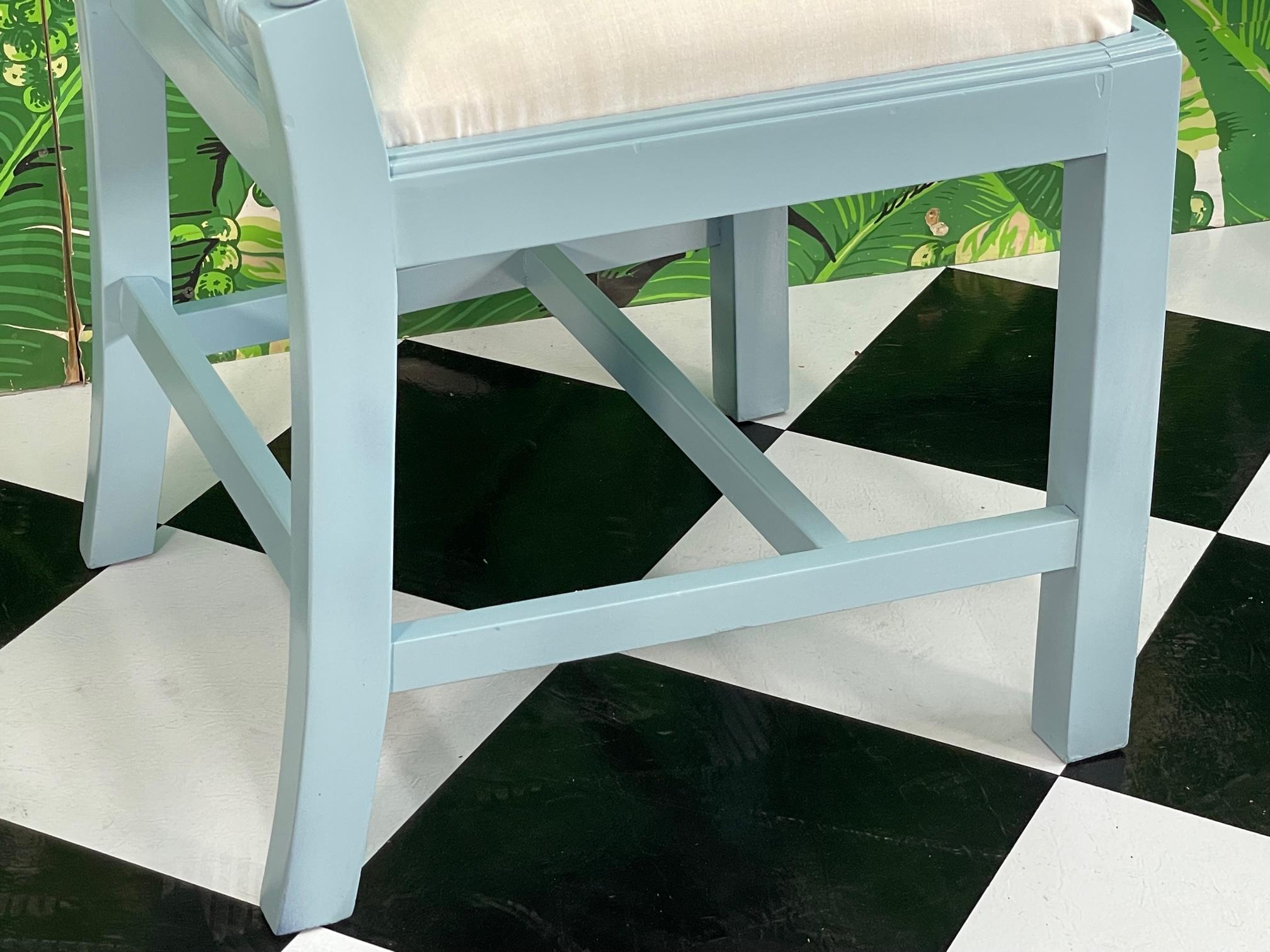 Pagoda Fretwork Dining Chairs Set in High Gloss Blue 2