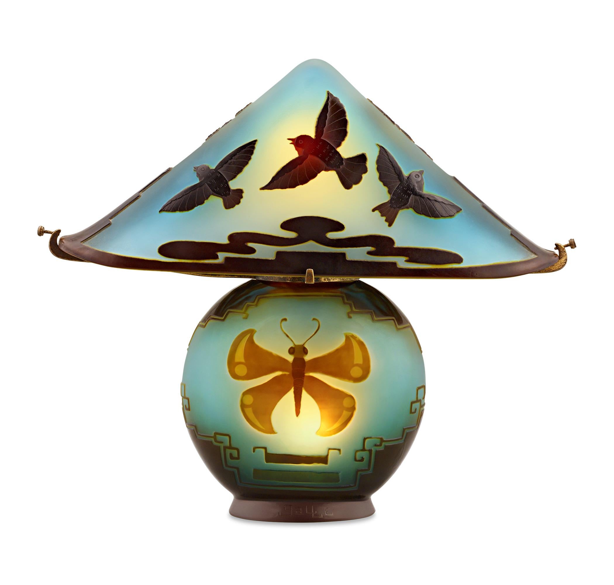 Pagoda Lamp By Émile Gallé In Excellent Condition For Sale In New Orleans, LA