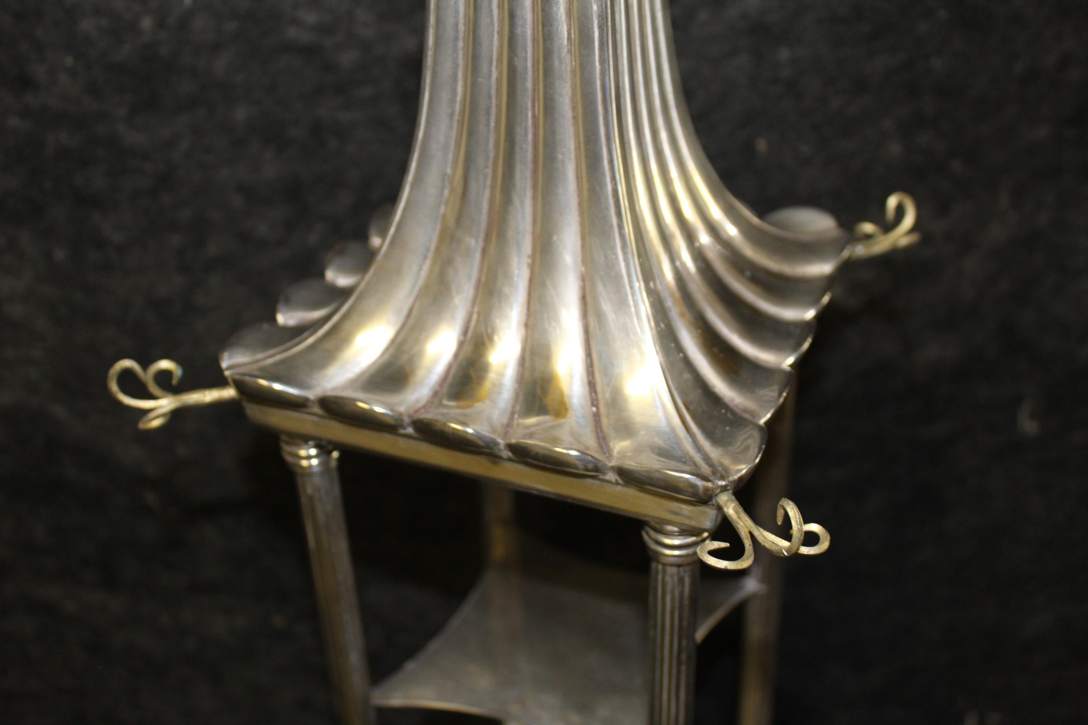 Late 20th Century Pagoda Lamp Silvered Bronze Finish, after Antique