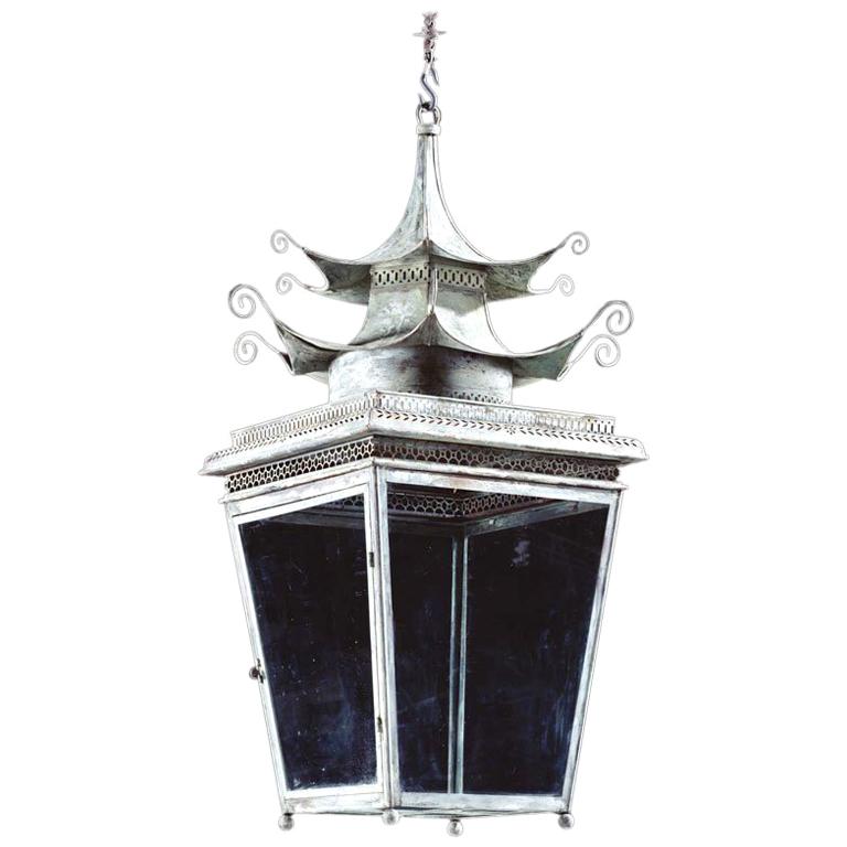 The Jamb Pagoda Lantern Small Georgian Chinnoiserie Hanging Light For Sale