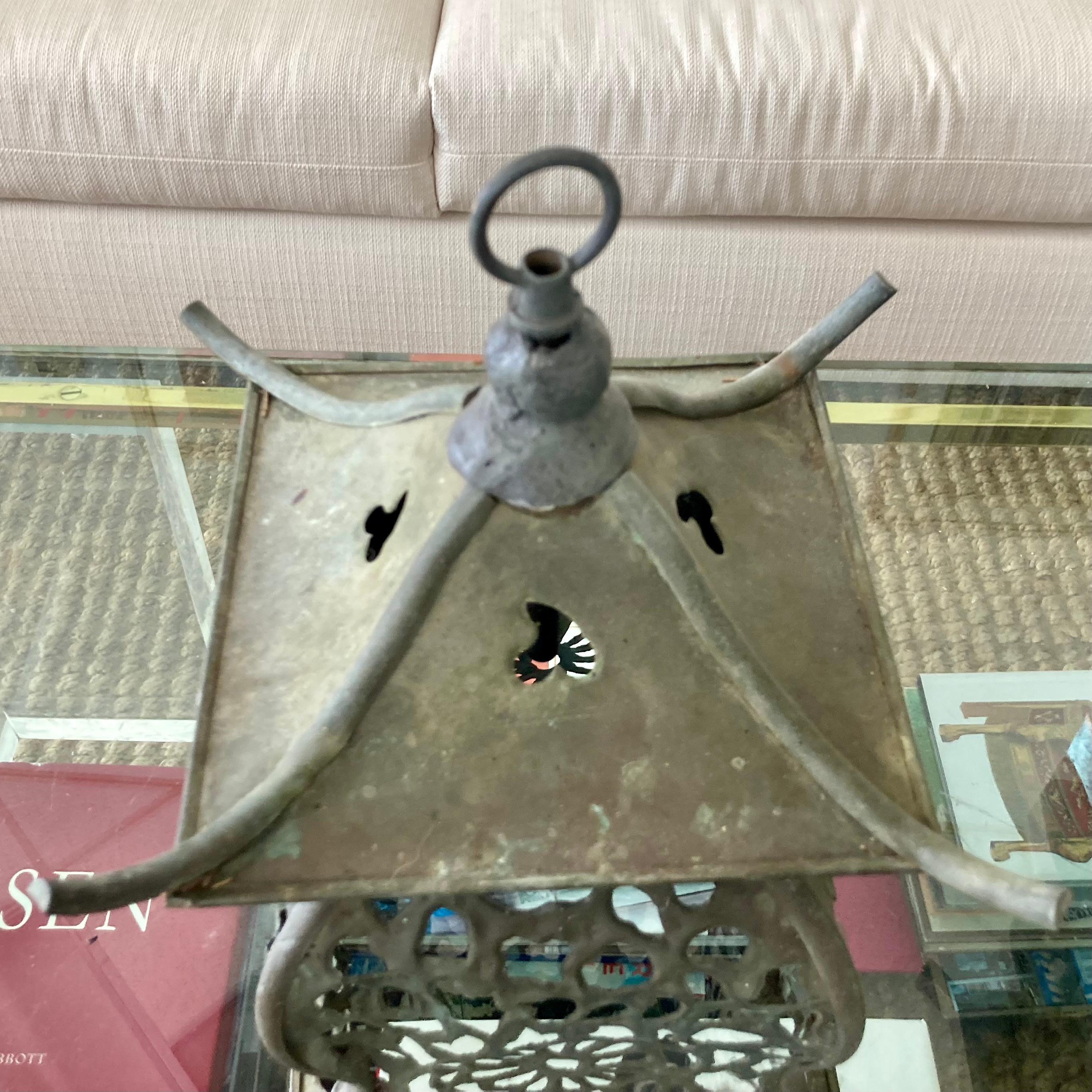 Metal Pagoda Lanterns, a Pair