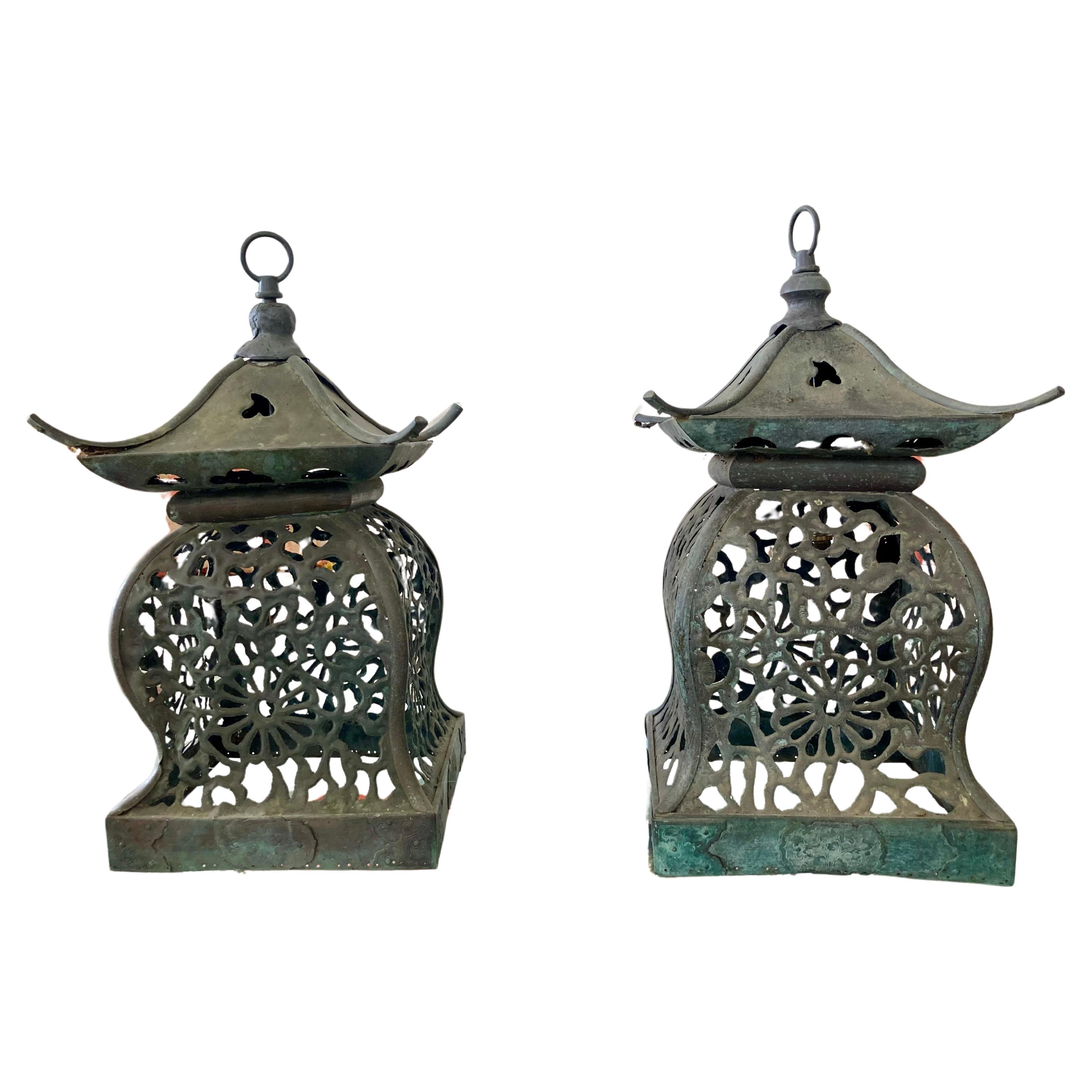 Pagoda Lanterns, a Pair For Sale