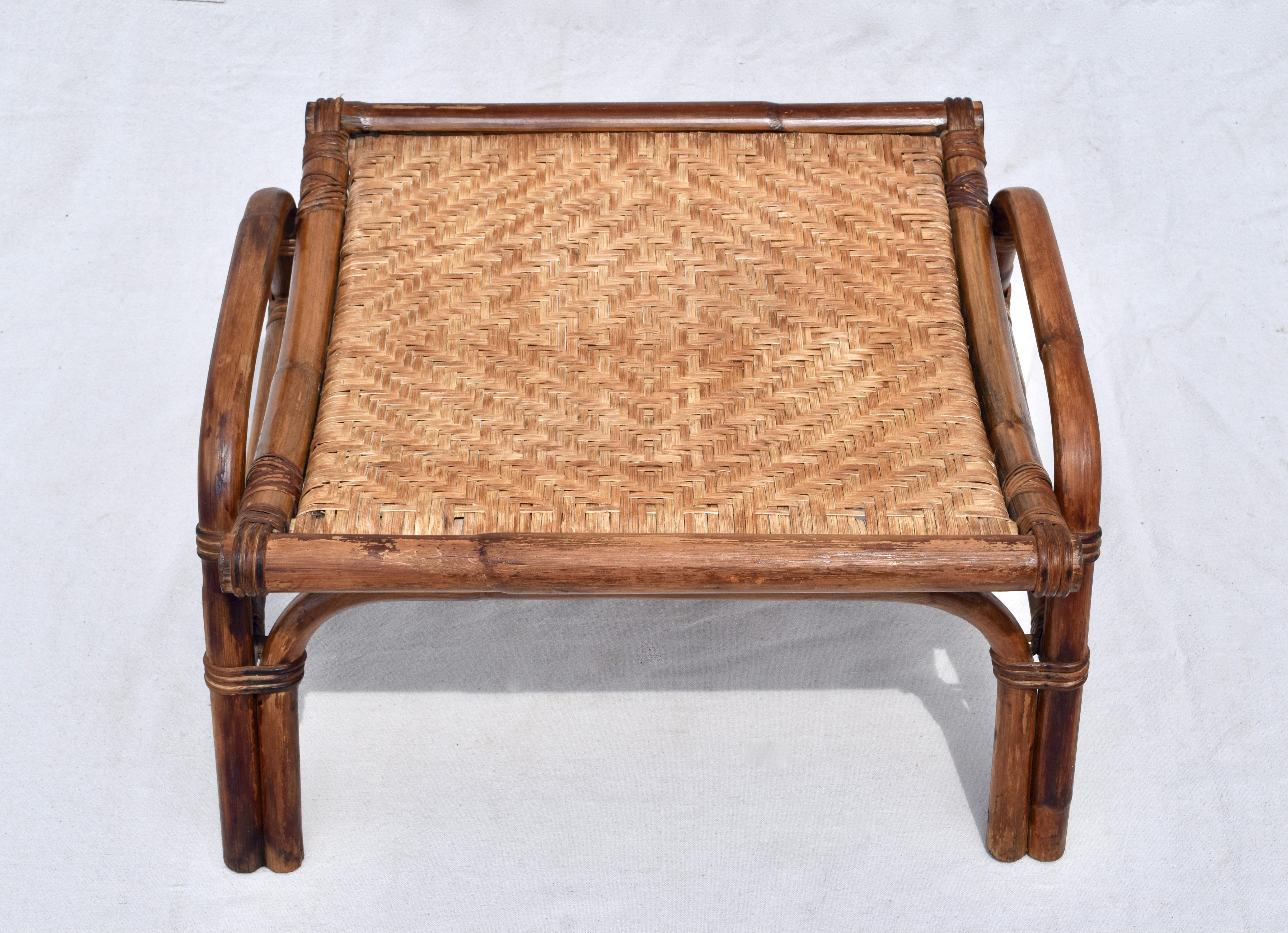 Pagoda Rattan Chairs Ottoman Set in the Manner of John Wisner Ficks Reed 3