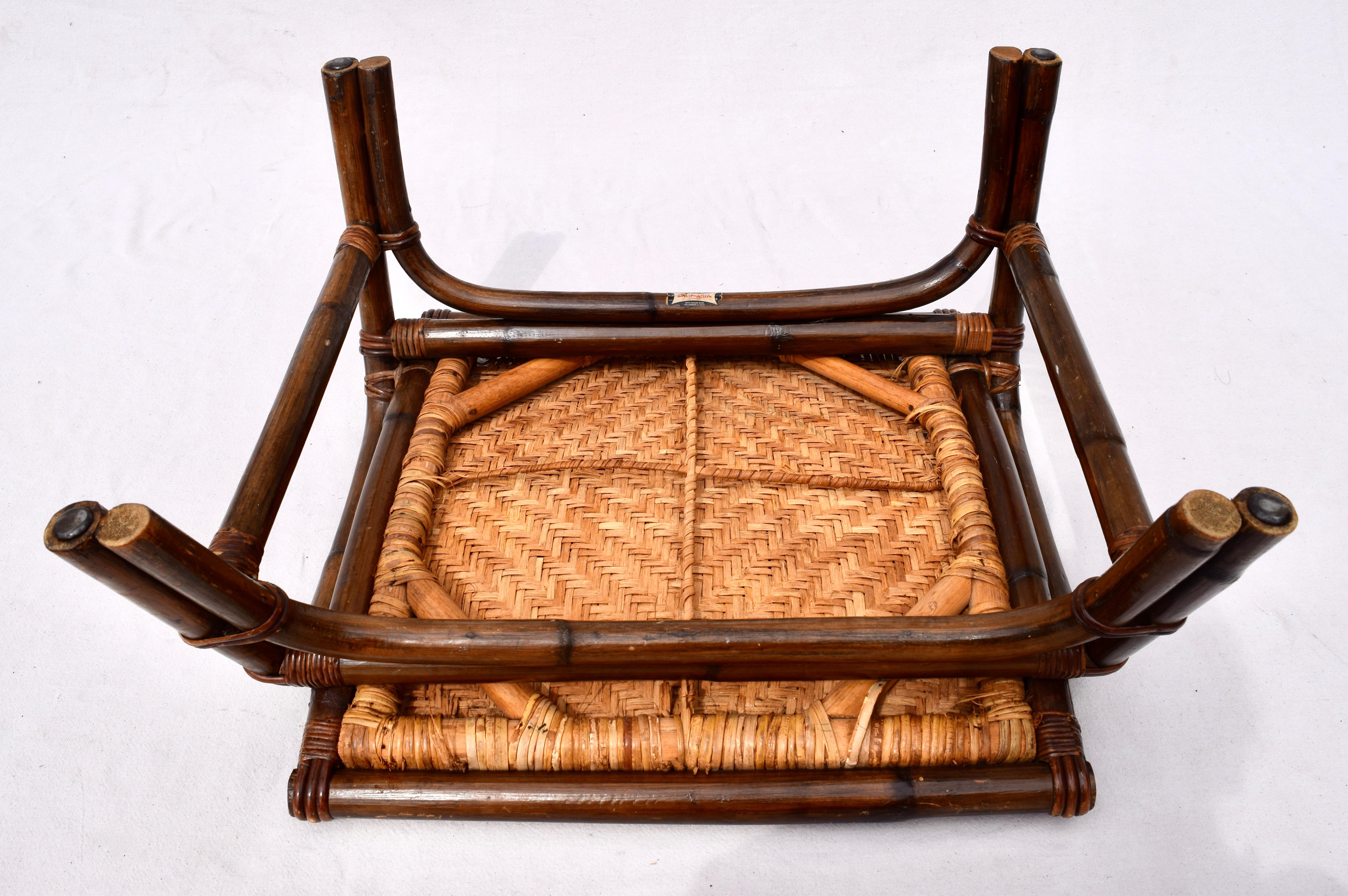 Pagoda Rattan Chairs Ottoman Set In The Manner of John Wisner Ficks Reed 2