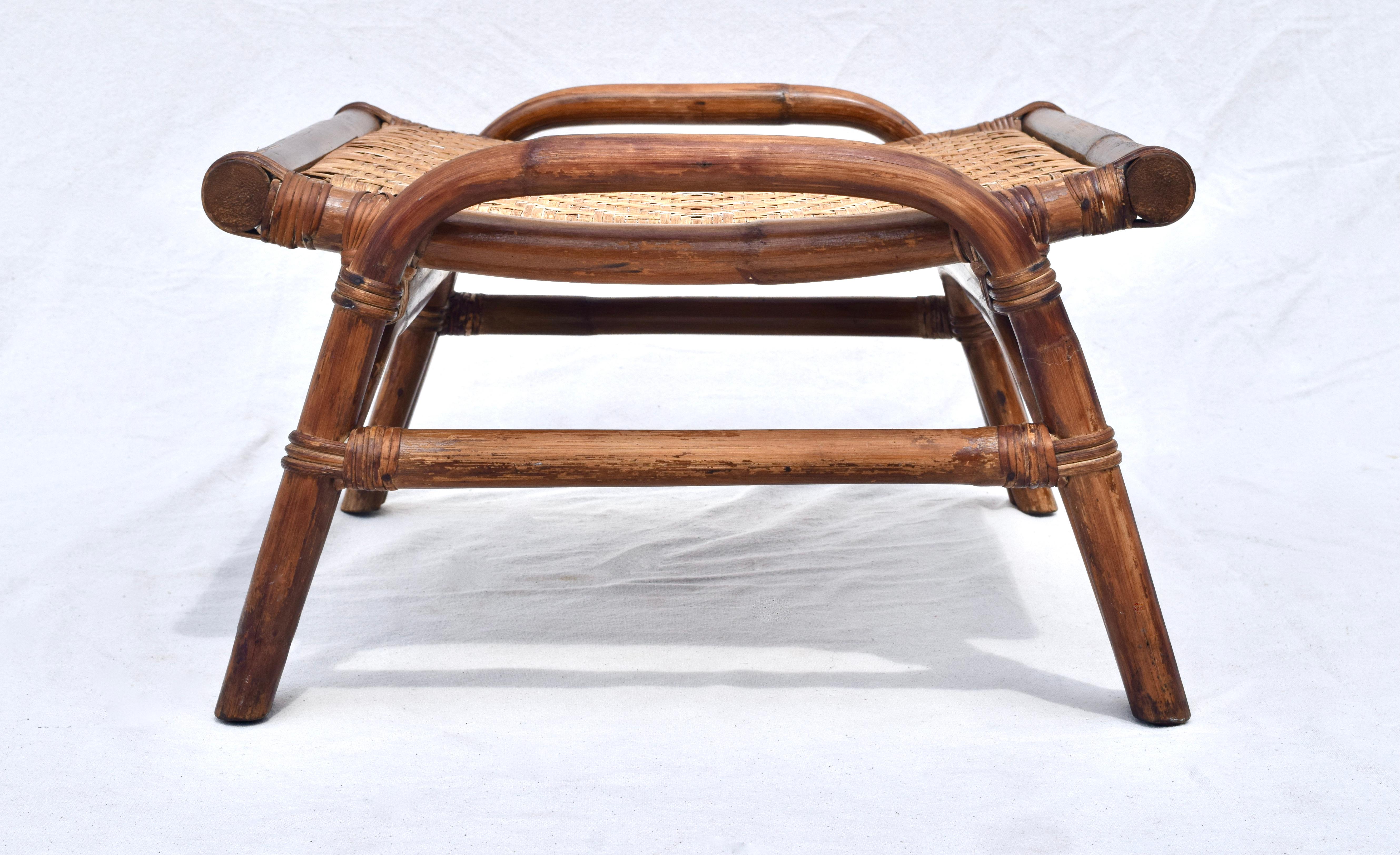 Pagoda Rattan Chairs Ottoman Set in the Manner of John Wisner Ficks Reed 5
