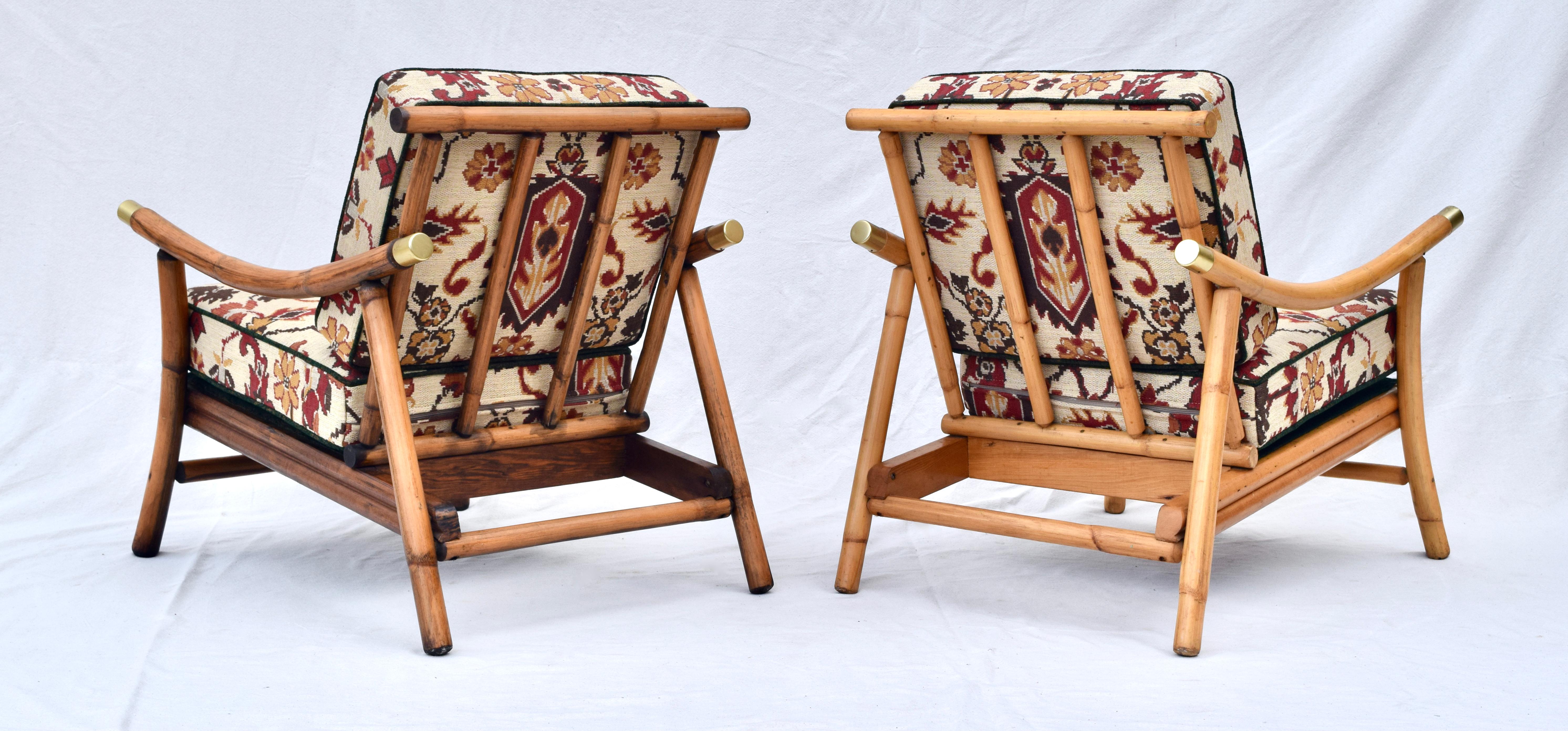 Philippine Pagoda Rattan Chairs Ottoman Set in the Manner of John Wisner Ficks Reed