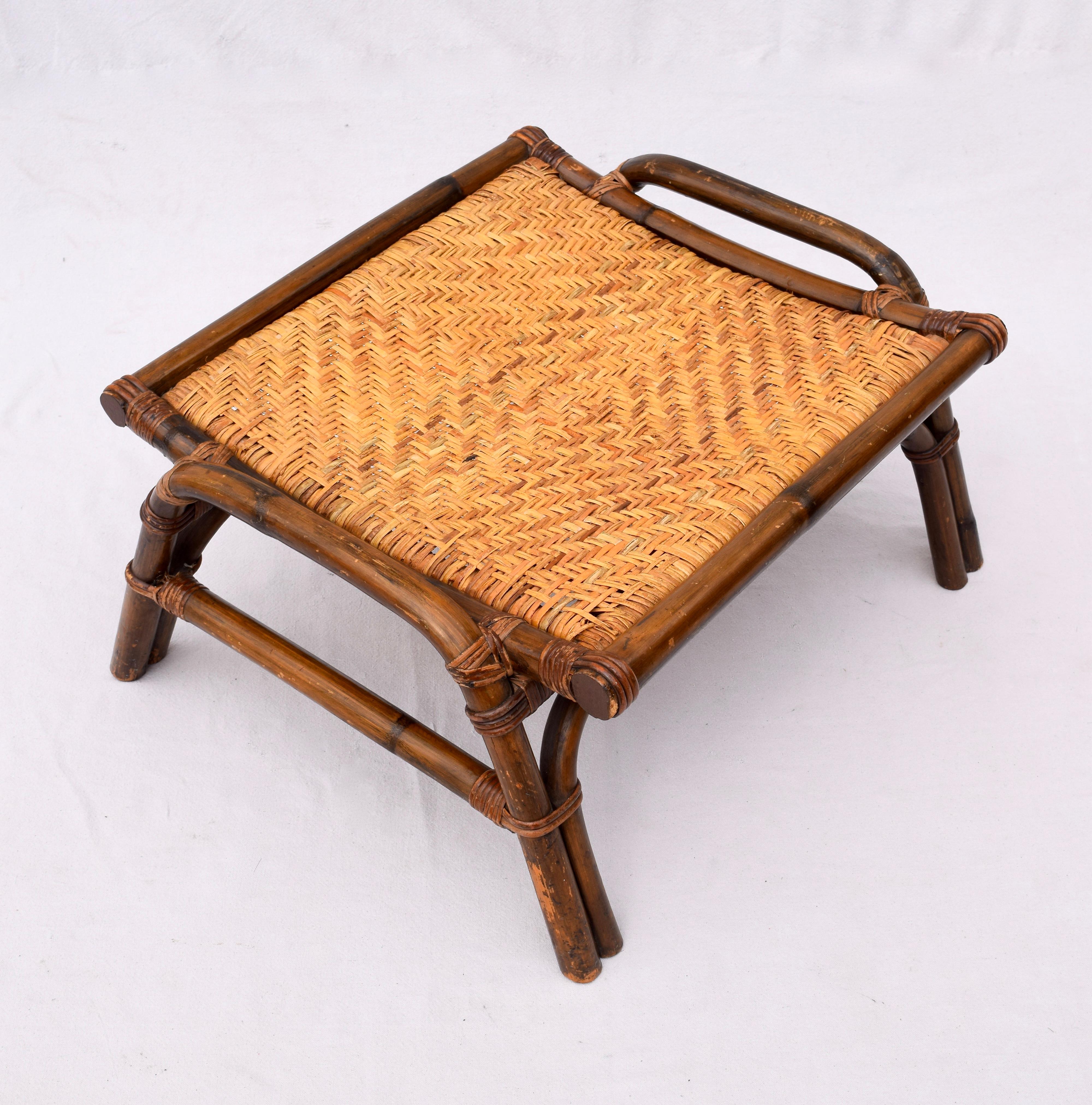 Pagoda Rattan Chairs Ottoman Set In The Manner of John Wisner Ficks Reed 1