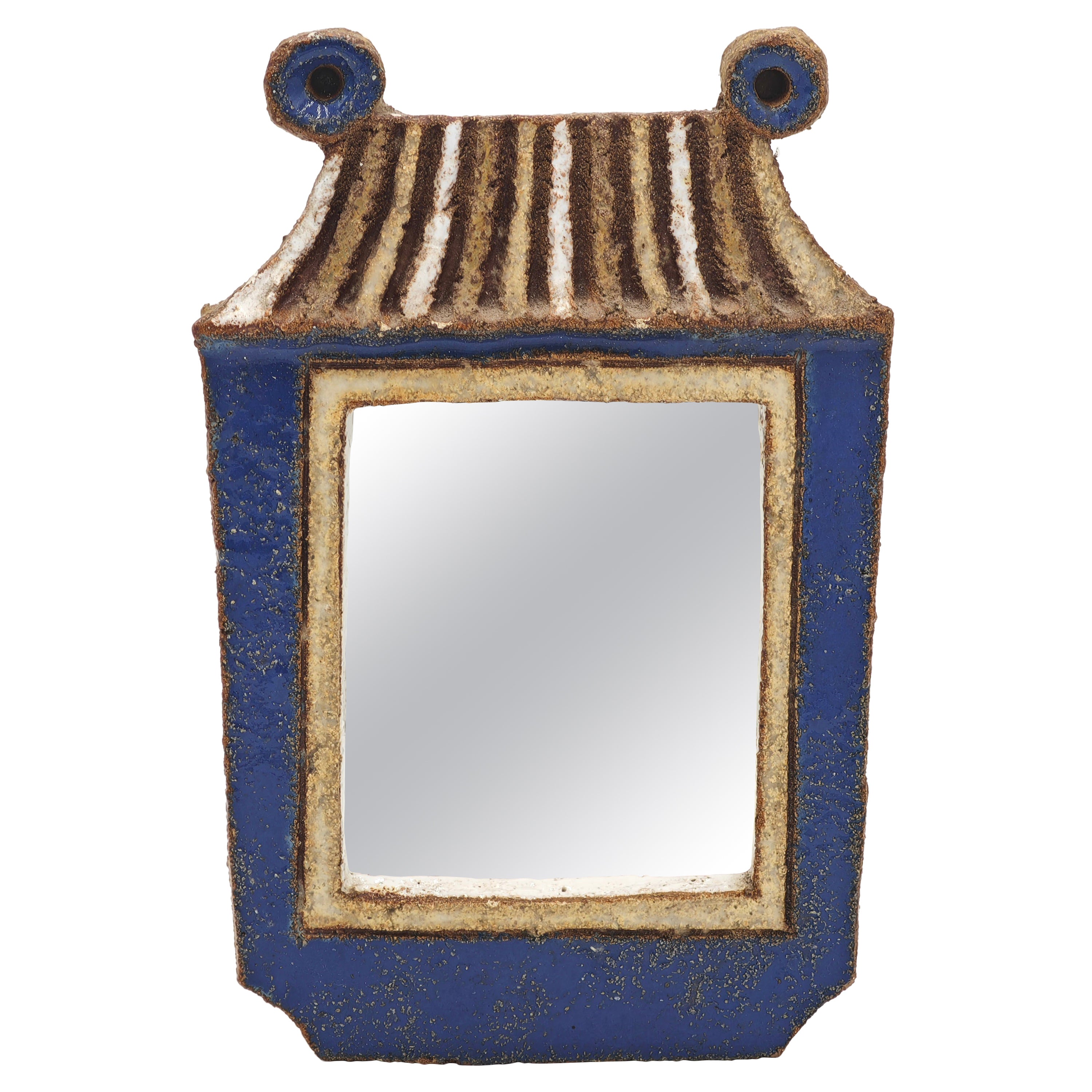 Pagoda shaped ceramic mirror, Les Argonautes, Vallauris, 1960
s For Sale