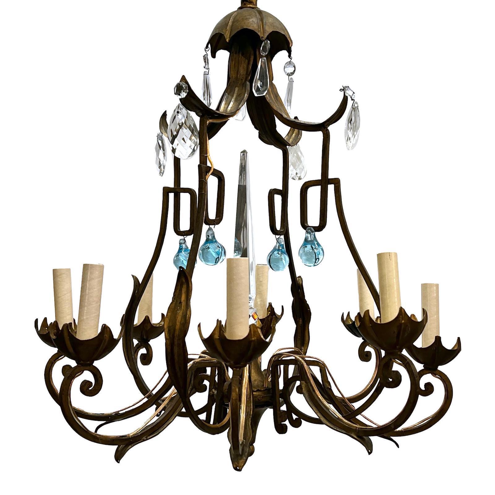 Early 20th Century Pagoda Shaped French Crystal Chandelier  For Sale