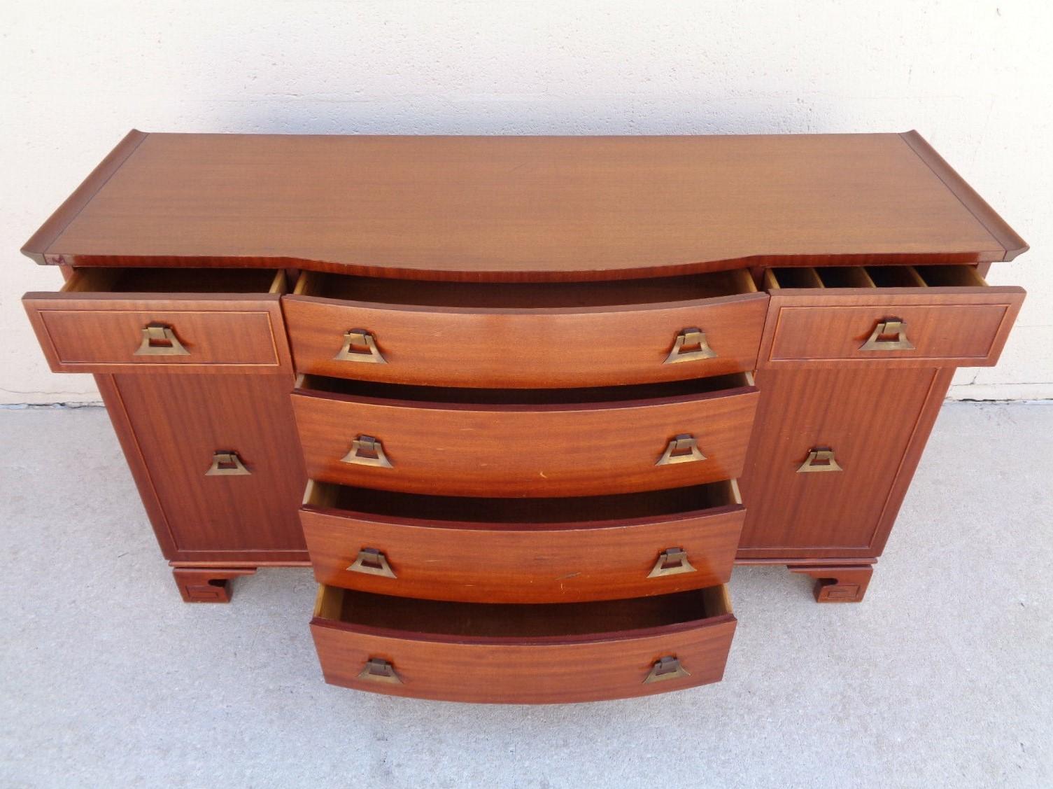 Mid-Century Modern Pagoda Sideboard in the Style of James Mont For Sale