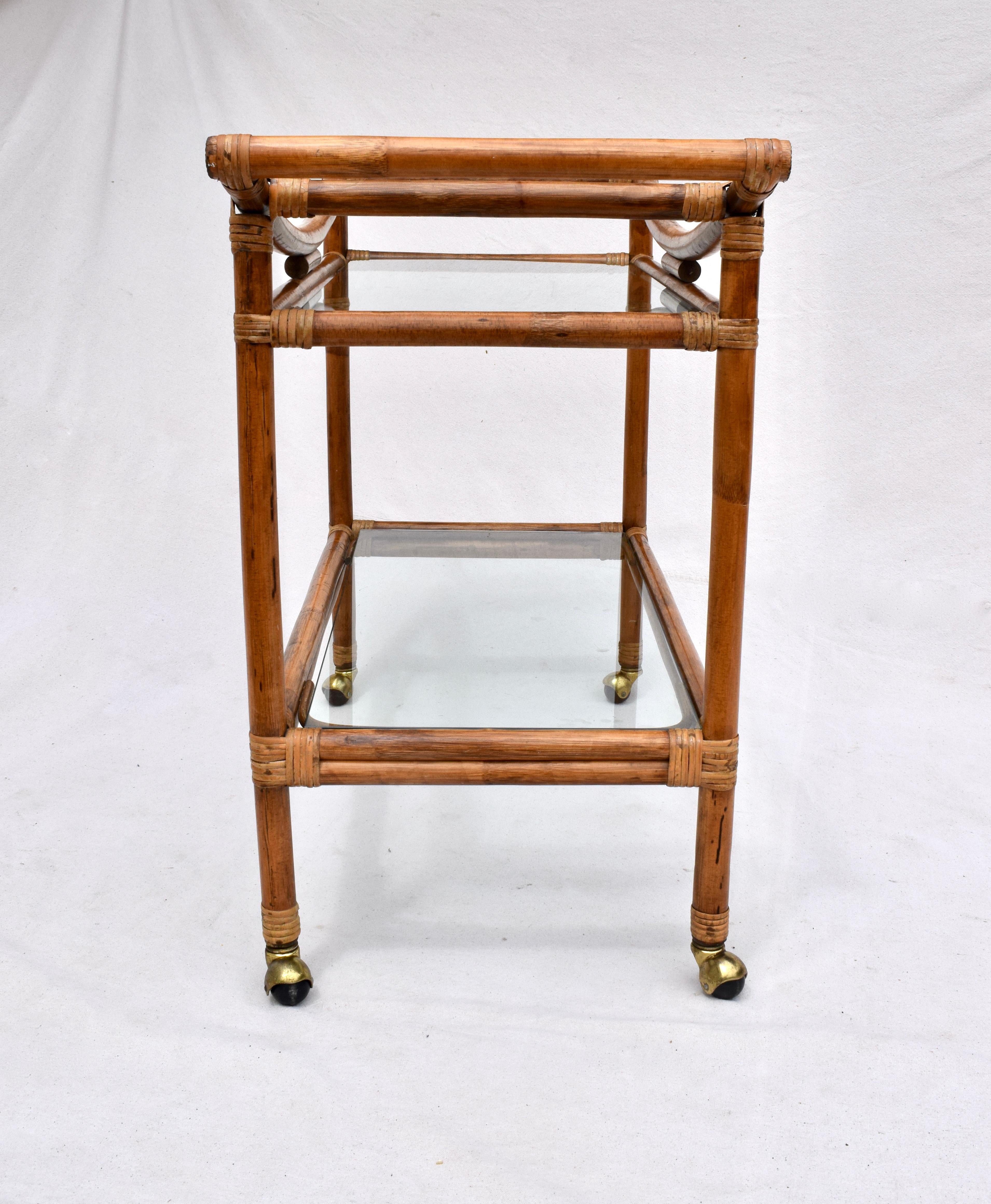 Pagoda Style Bamboo Bar Cart In Good Condition In Southampton, NJ
