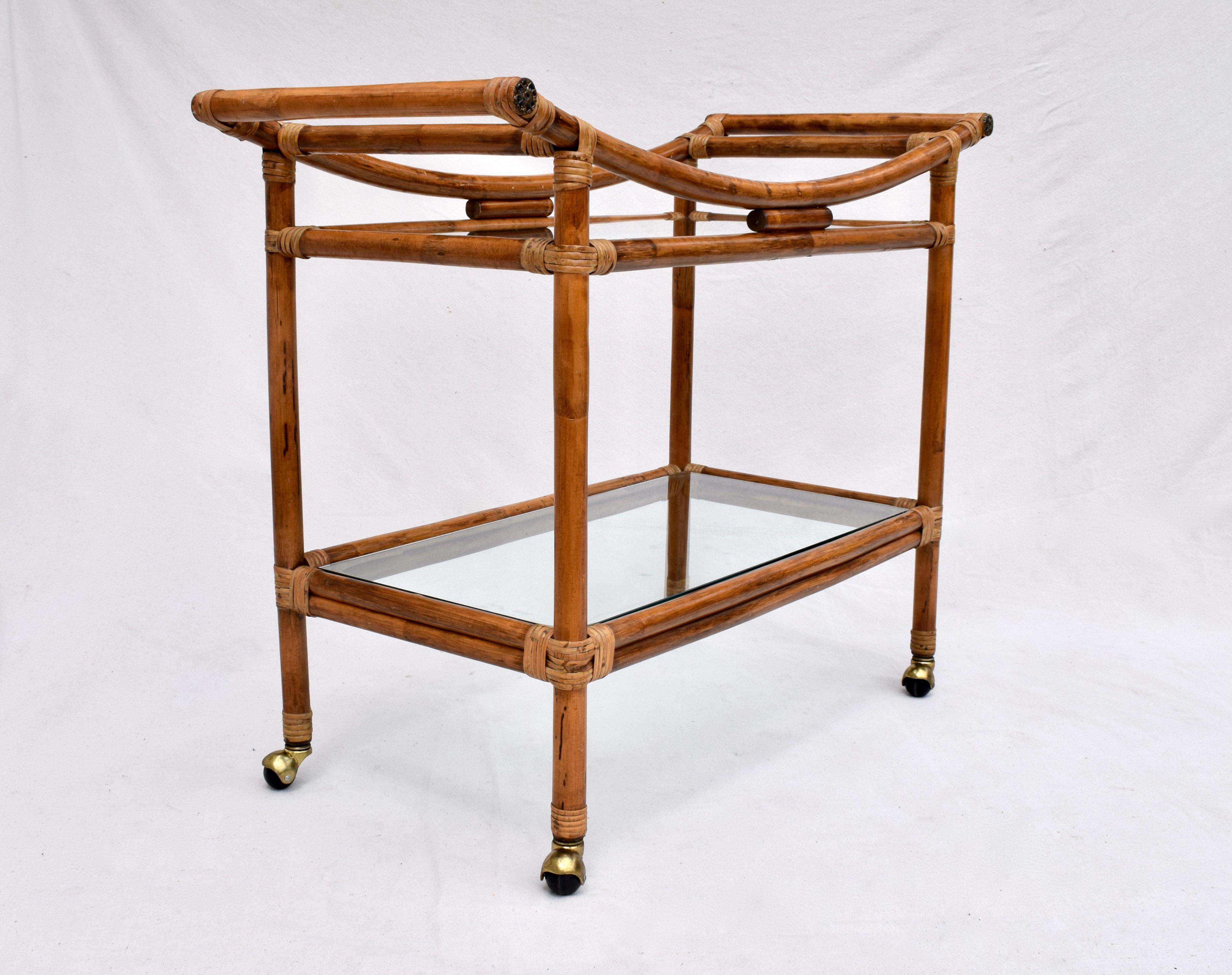 Pagoda Style Bamboo Bar Cart 1