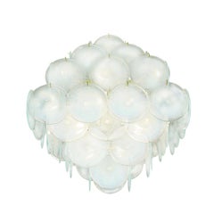 Pagoda-Style Opalescent Glass Disc Chandelier