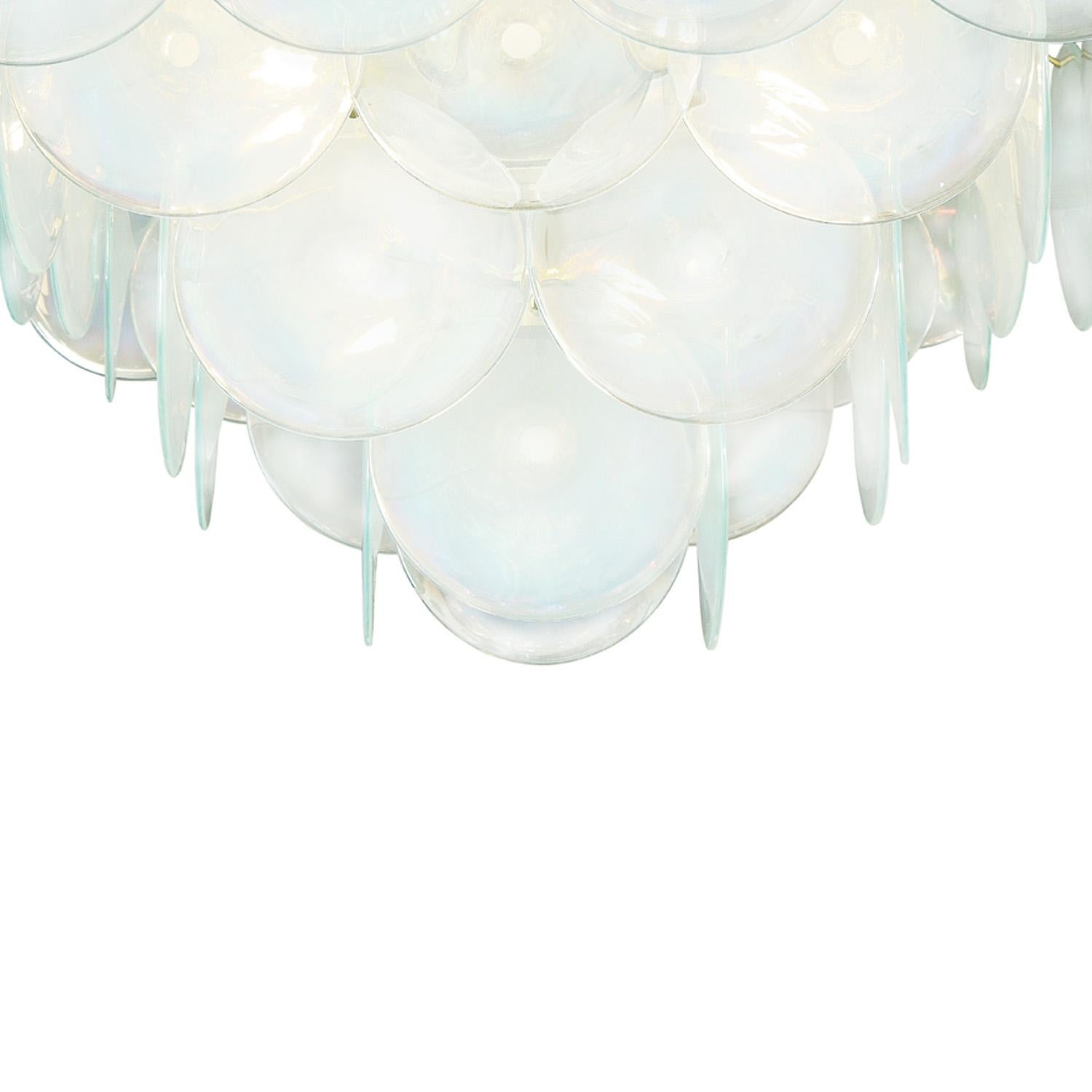 Italian Pagoda-Style Opalescent Glass Disc Chandelier For Sale