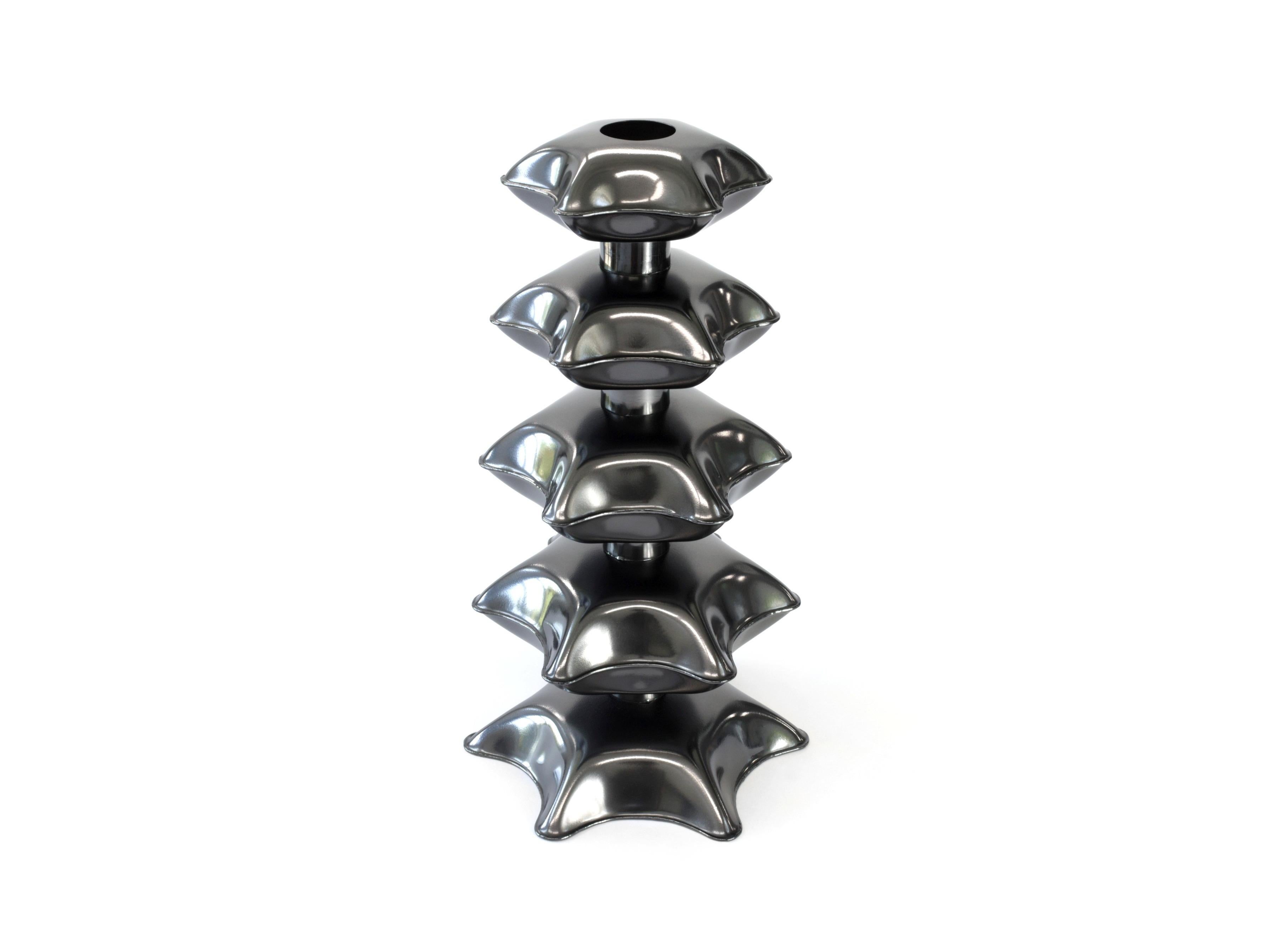 Space Age Pagoda Vase in Inflated Steel by Connor Holland For Sale