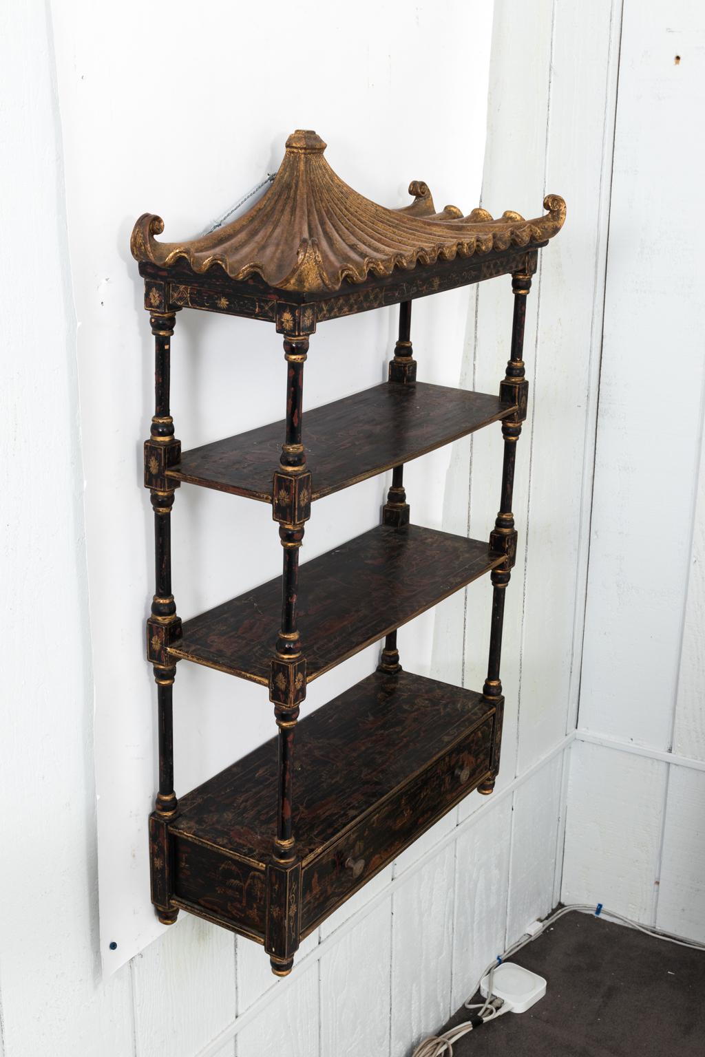 Pagoda Wall Shelf, circa 1980s In Good Condition In Stamford, CT