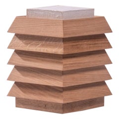 Pagode Small Table Lamp in Oak Wood & Natural Japanese Paper by Heilig Objects