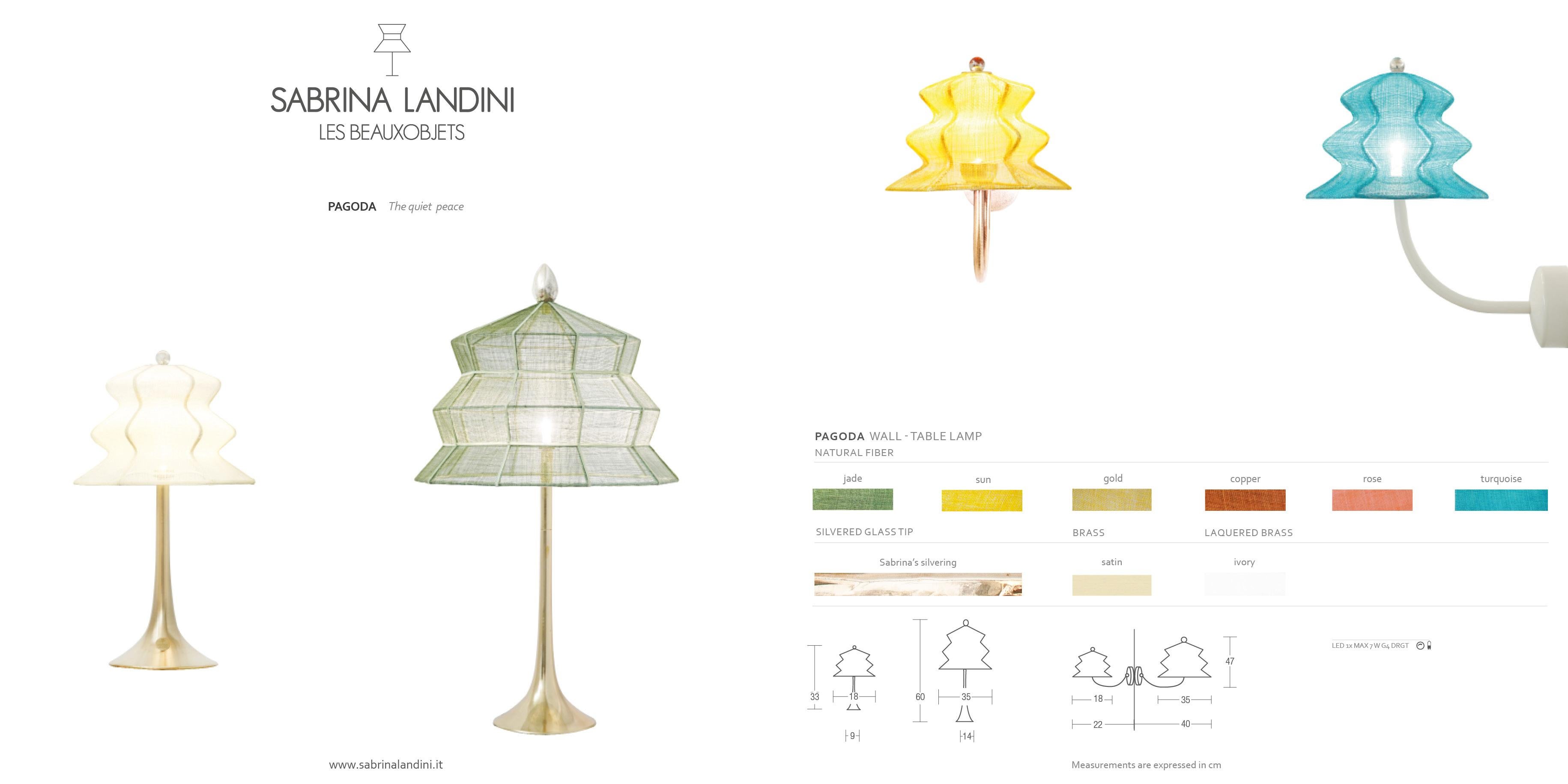 Laiton Pagodina Lampe de table contemporaine sans fil, couleur soleil, laquée, cristal en vente