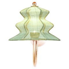 “Pagodina”  Contemporary Wall Lamp, jade color, brass Silvered Crystal