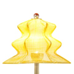 Pagoda Oriental Wall Sconce Lamp Sabrina Landini, Brass Yellow Fiber, Italy