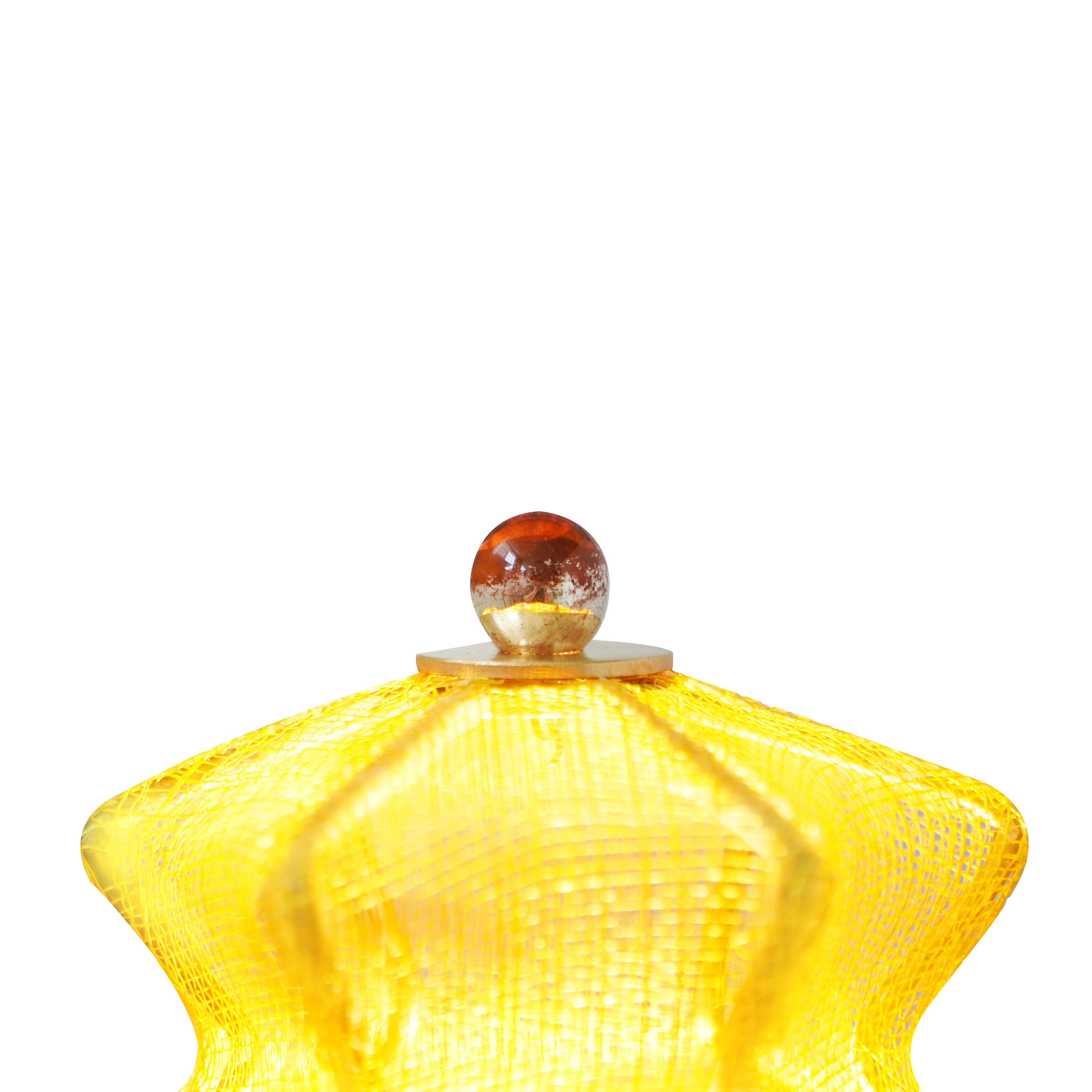 Modern “Pagodina”  Contemporary Wall Lamp, sun color, brass Silvered Crystal For Sale