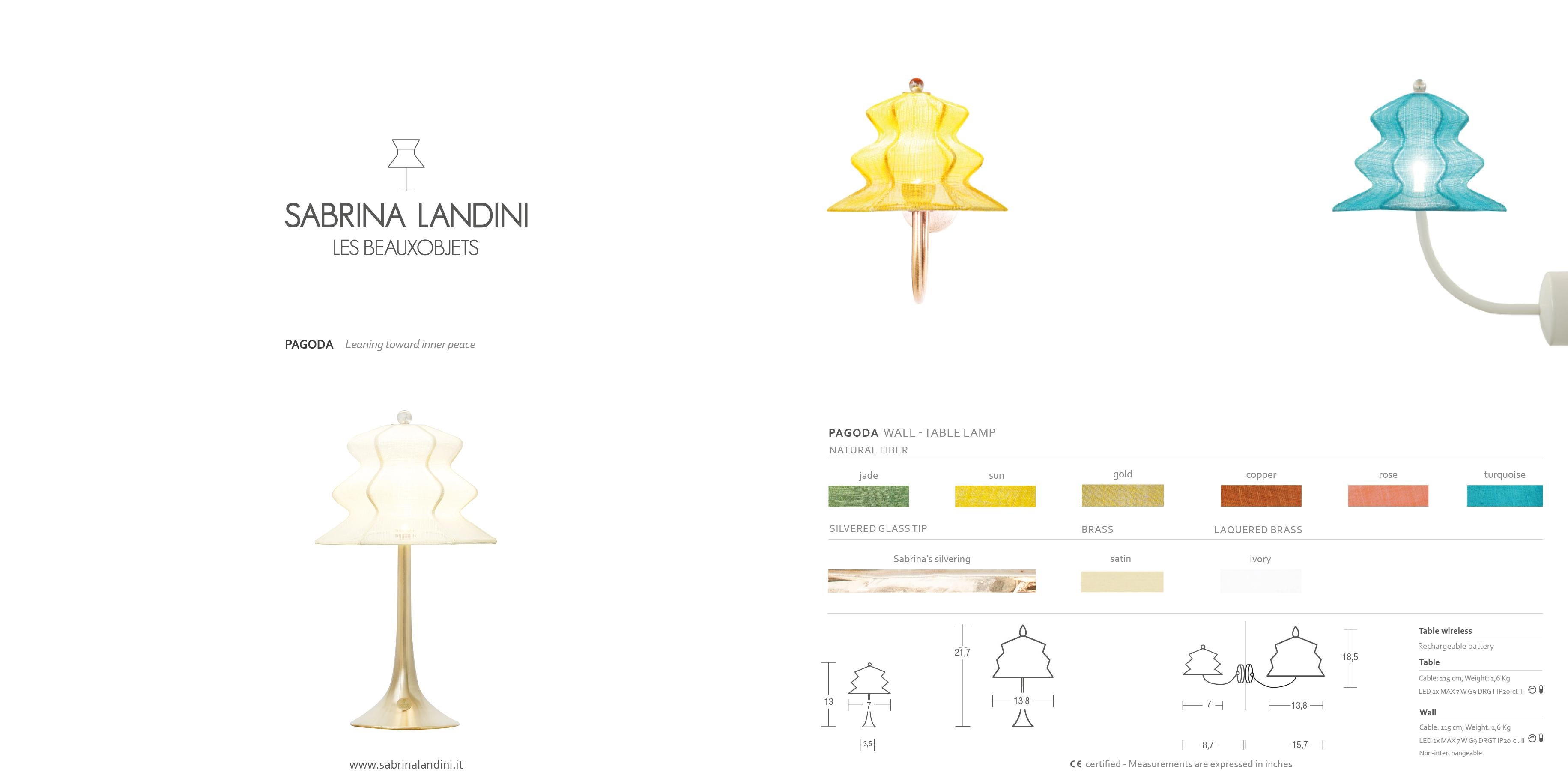Brass “Pagodina”  Contemporary Wall Lamp, sun color, brass Silvered Crystal For Sale
