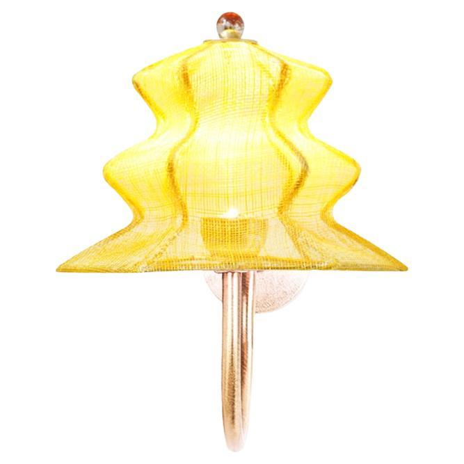 “Pagodina”  Contemporary Wall Lamp, sun color, brass Silvered Crystal