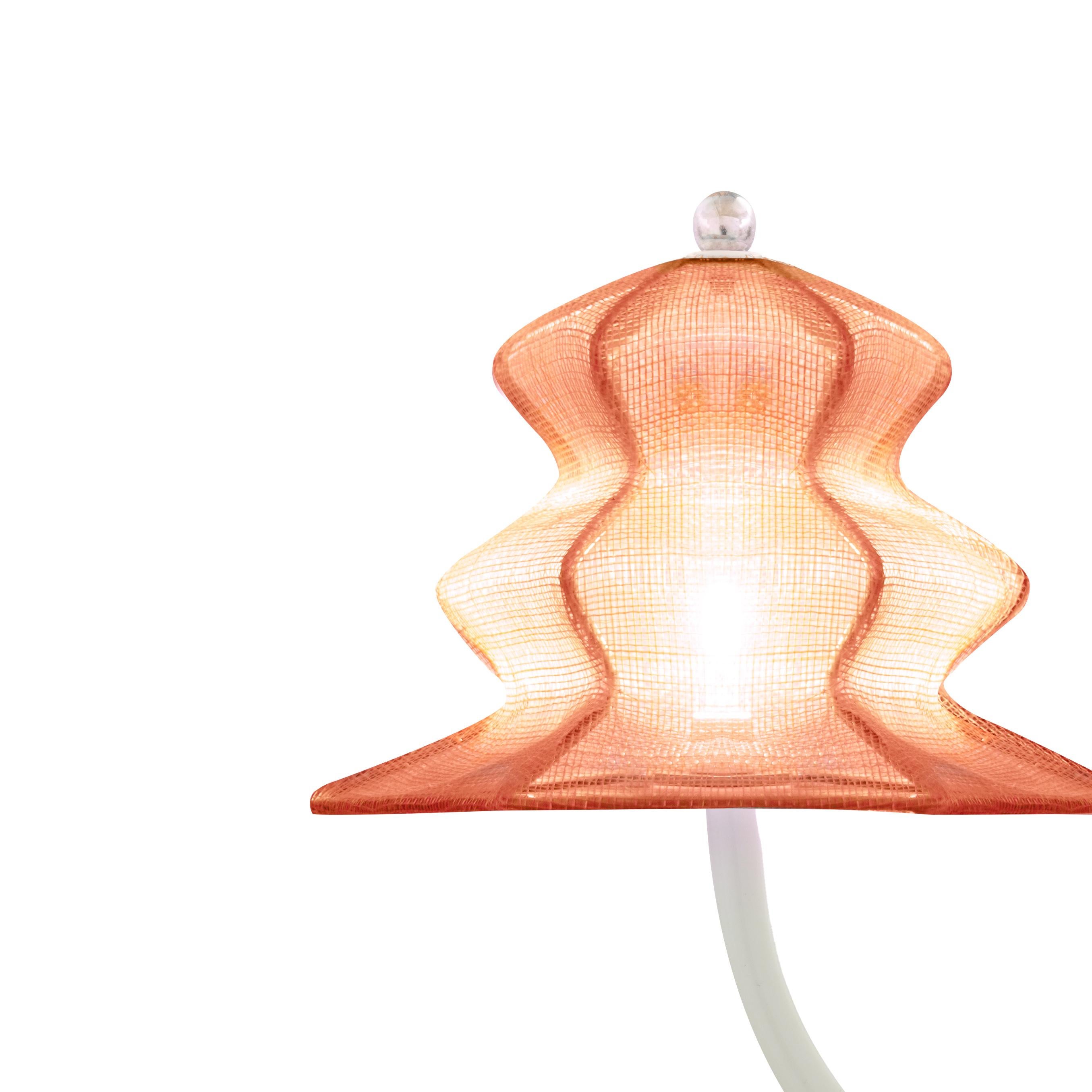 Italian “Pagodina” Contemporary WallLamp, rose lampshade, laquered SilveredCrystal For Sale