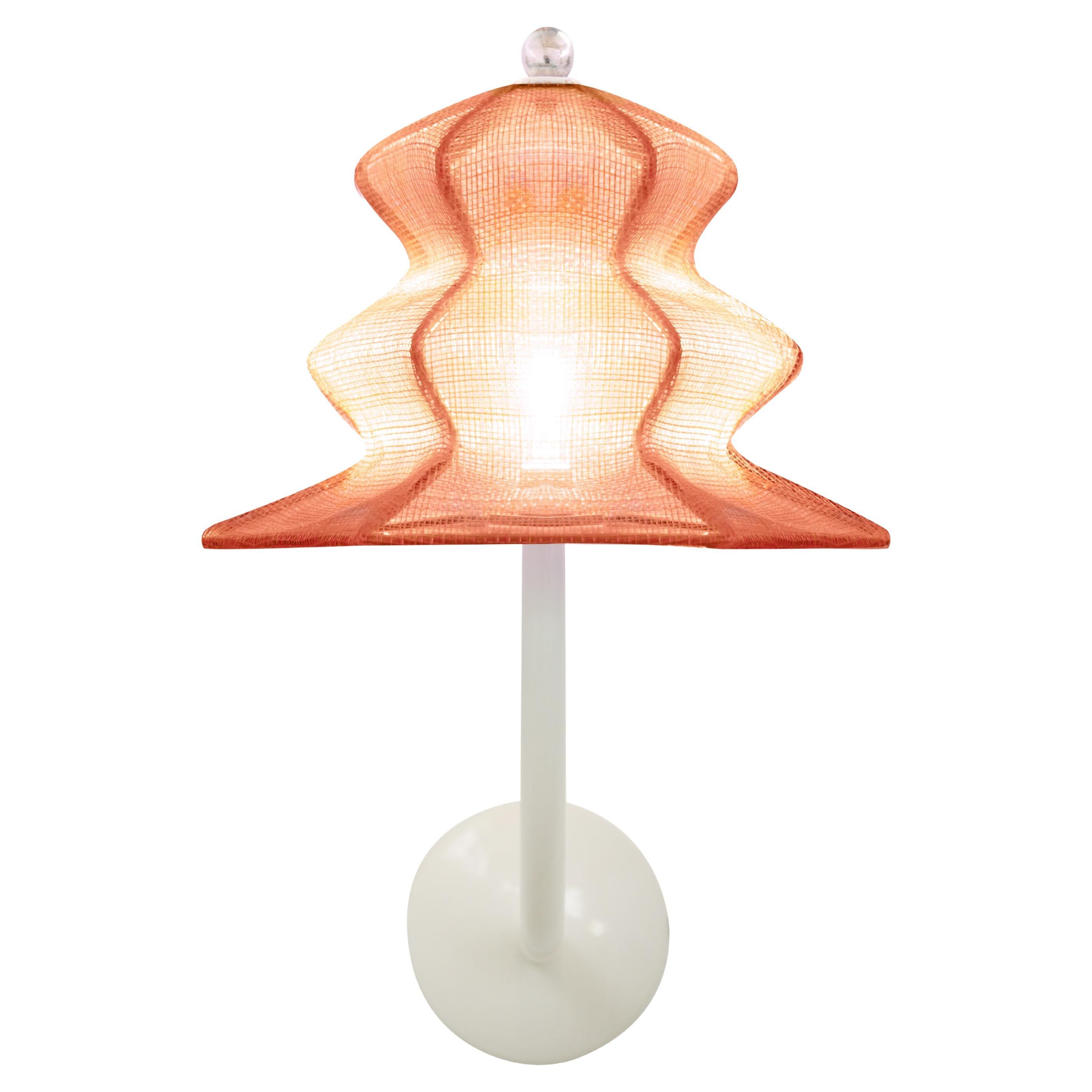 “Pagodina” Contemporary WallLamp, rose lampshade, laquered SilveredCrystal