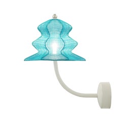 Pagoda Wall Sconce Oriental Lamp by Sabrina Landini, Crystal Blue Natural Fiber