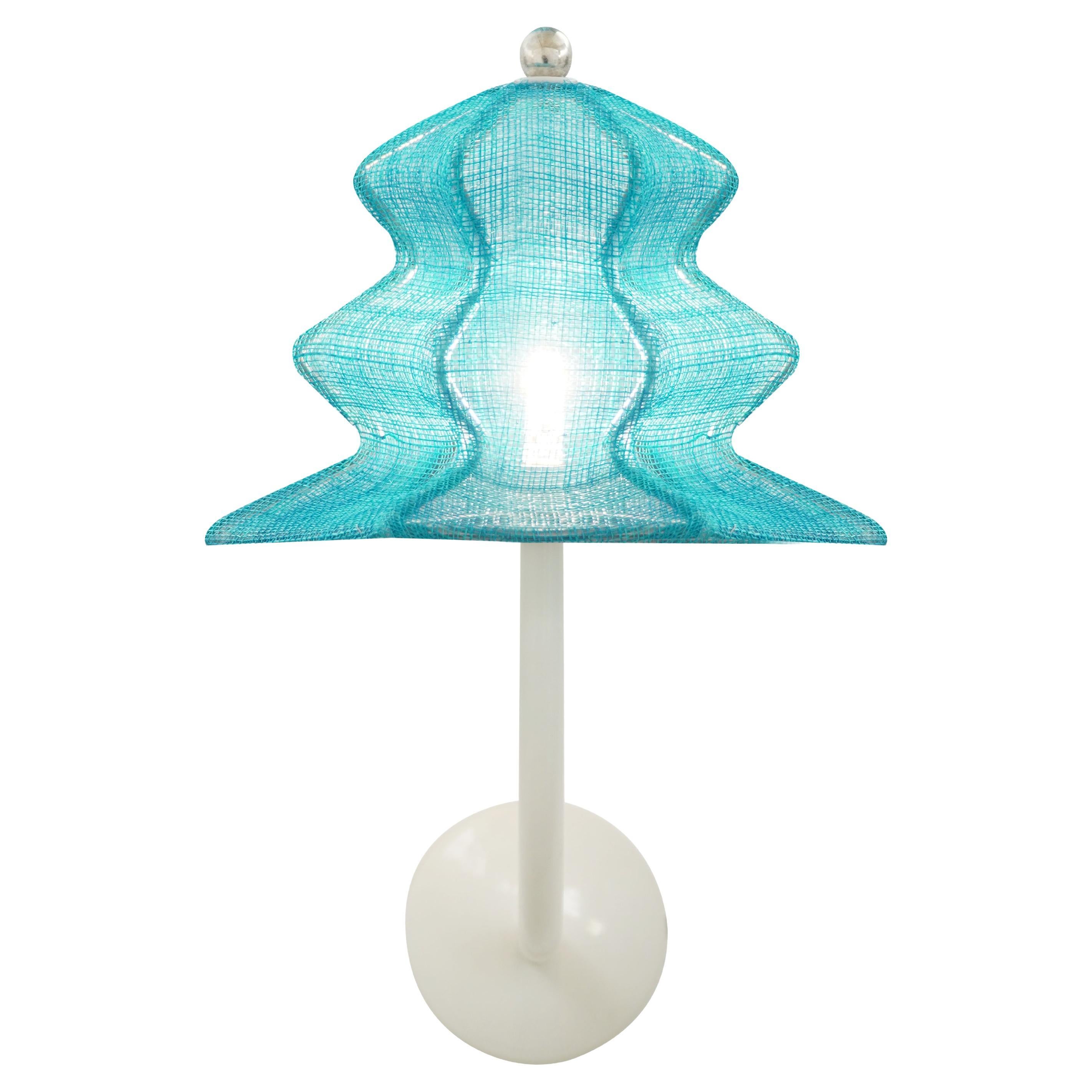"Pagodina" Lampada da parete contemporanea, turchese, cristallo argentato laccato