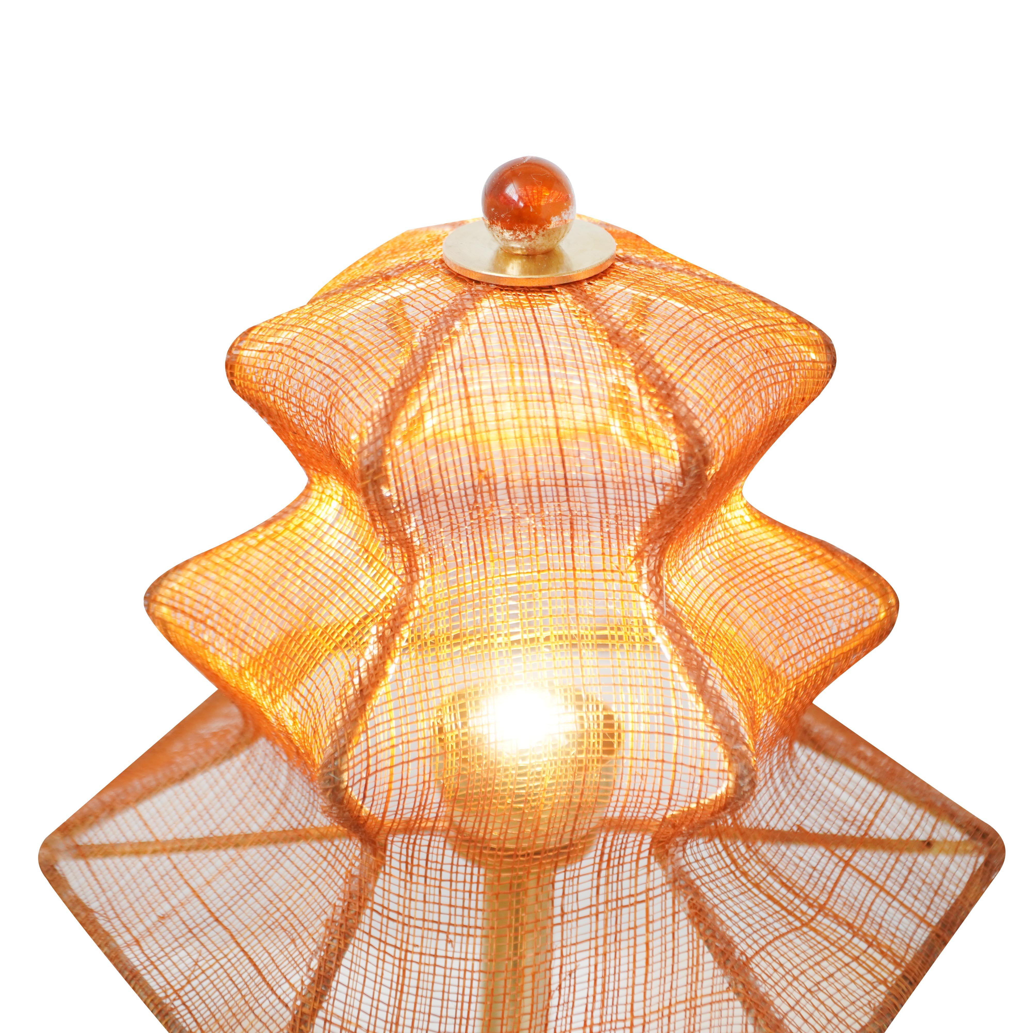 Modern “Pagodina”  contemporary Wall Lamp, terracotta color, brass Silvered Crystal For Sale