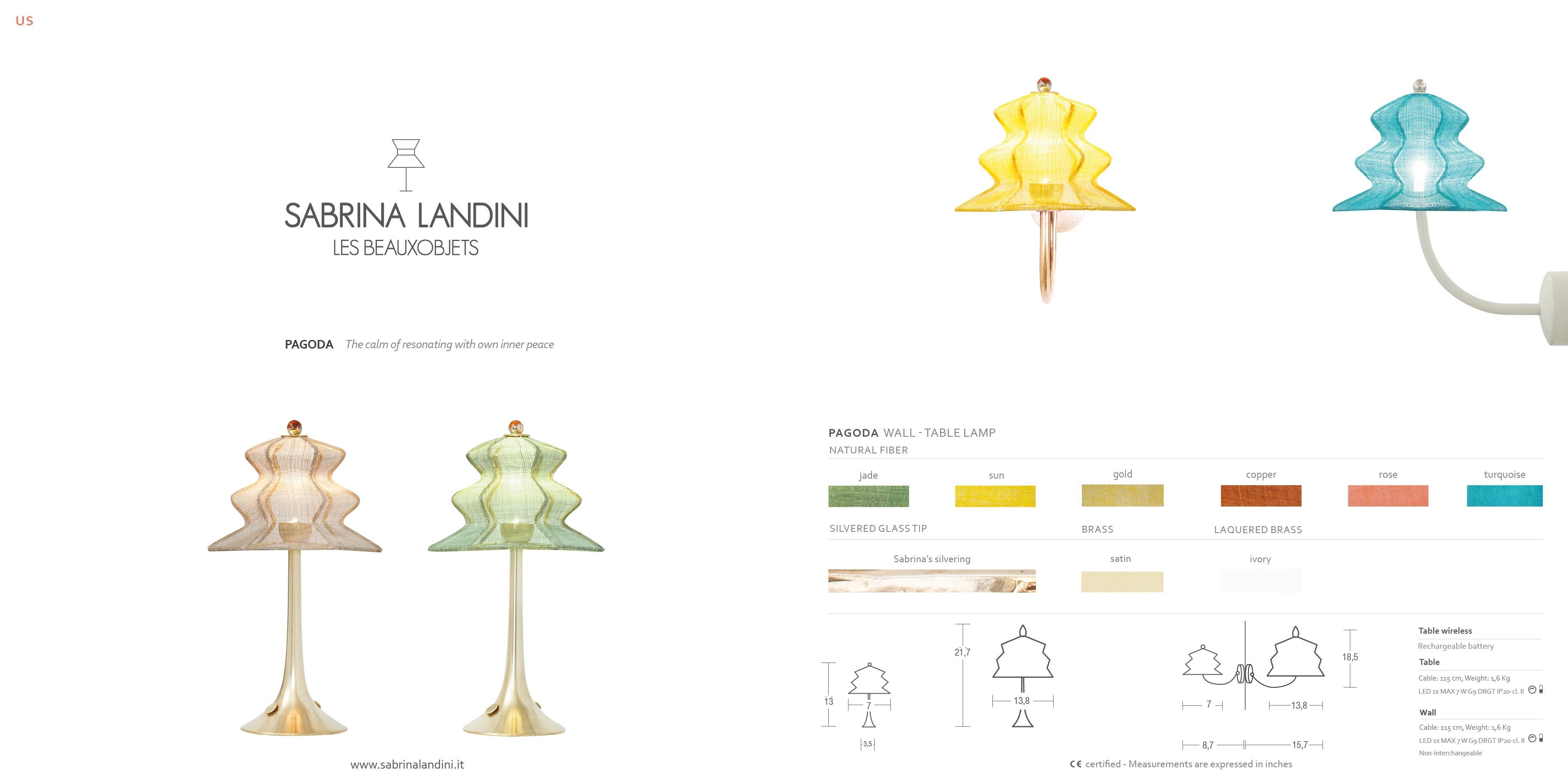 Contemporary “Pagodina”  contemporary Wall Lamp, terracotta color, brass Silvered Crystal For Sale