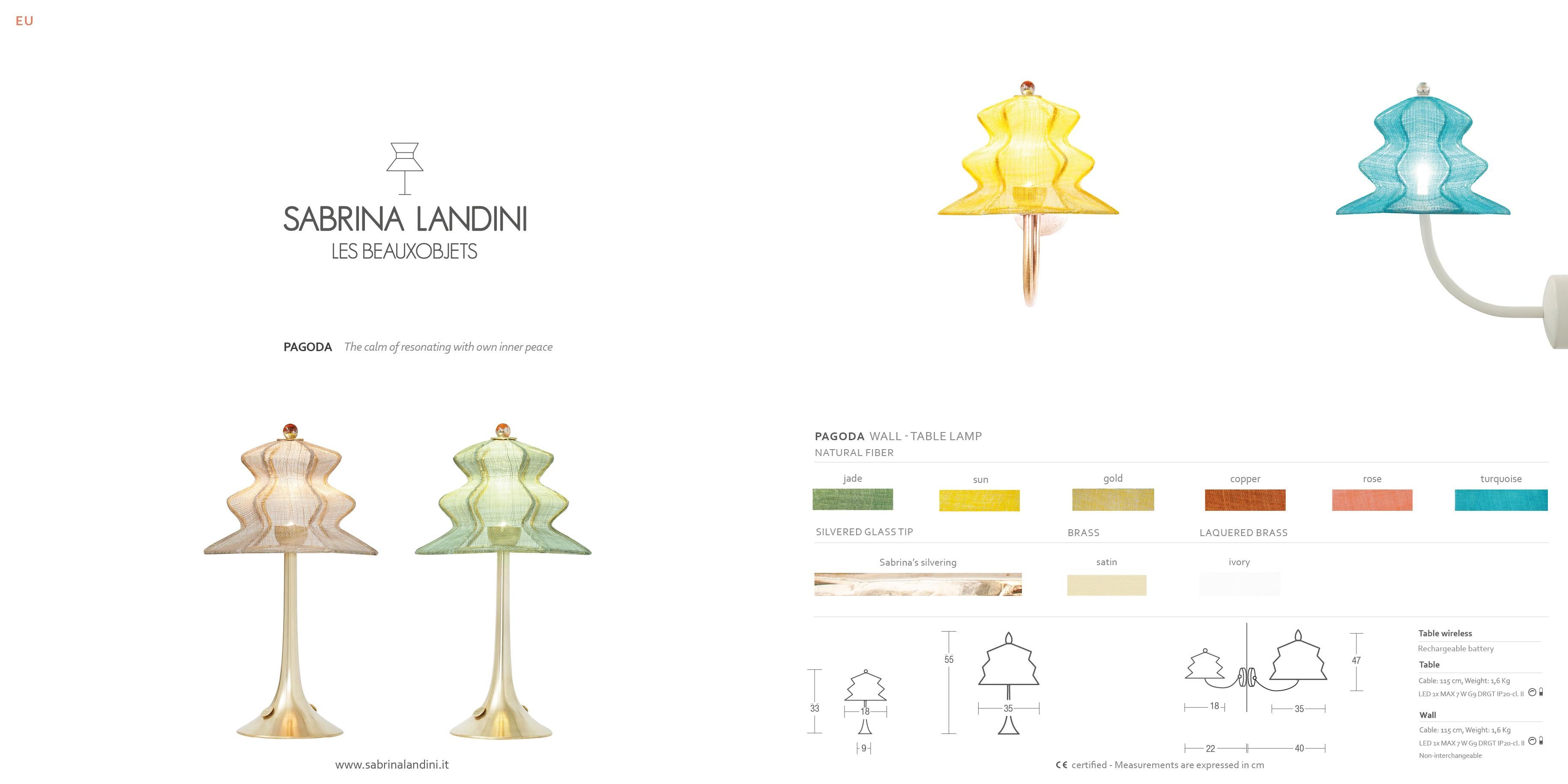 Brass “Pagodina”  contemporary Wall Lamp, terracotta color, brass Silvered Crystal For Sale