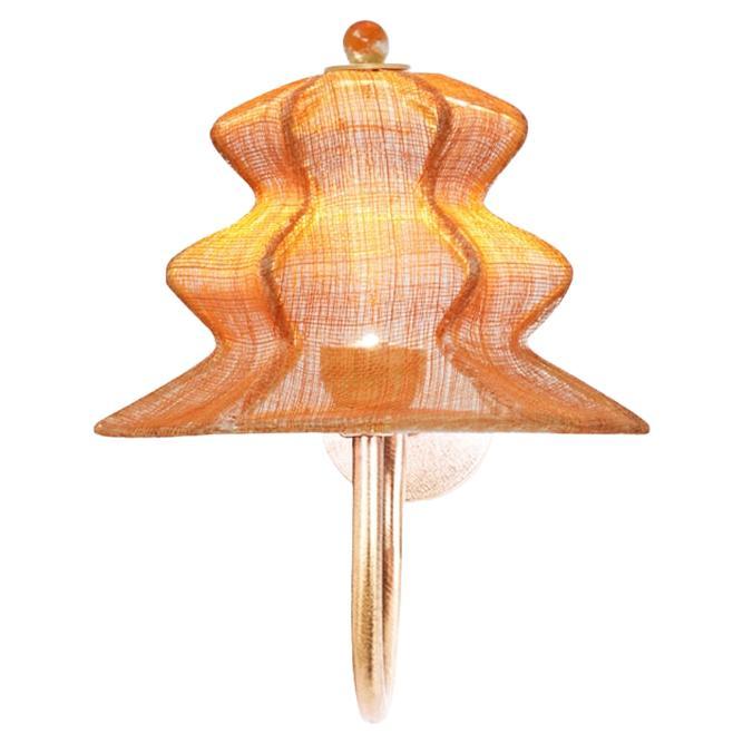 “Pagodina”  contemporary Wall Lamp, terracotta color, brass Silvered Crystal For Sale