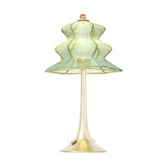 “Pagodina” Contemporary Table Lamp, jade color, Silvered Crystal