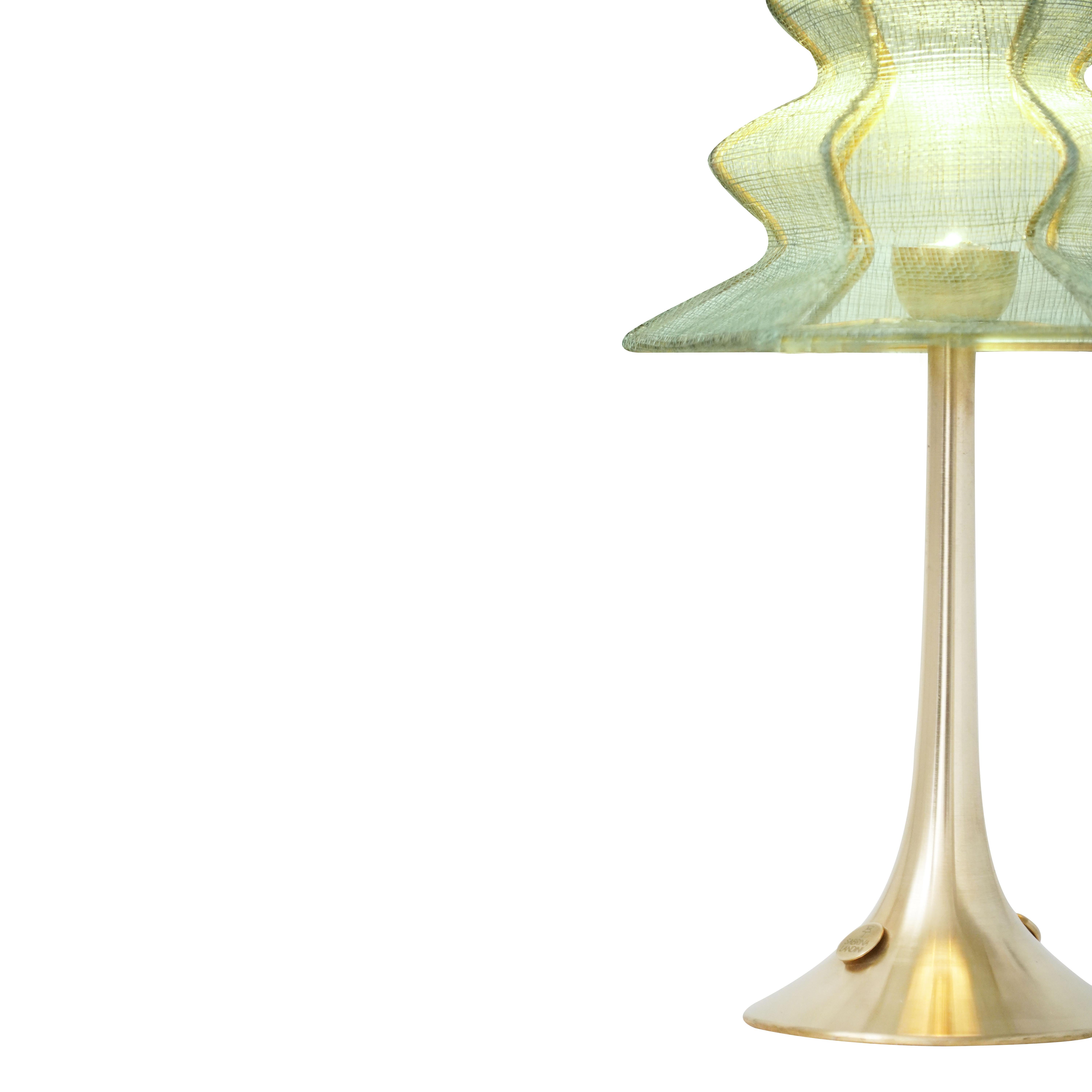 Modern “Pagodina” Wireless Contemporary Table Lamp, jade color, Silvered Crystal For Sale