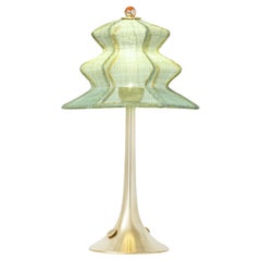“Pagodina” Wireless Contemporary Table Lamp, jade color, Silvered Crystal 