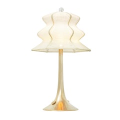 “Pagodina” Contemporary Table Lamp, white color, Silvered Crystal