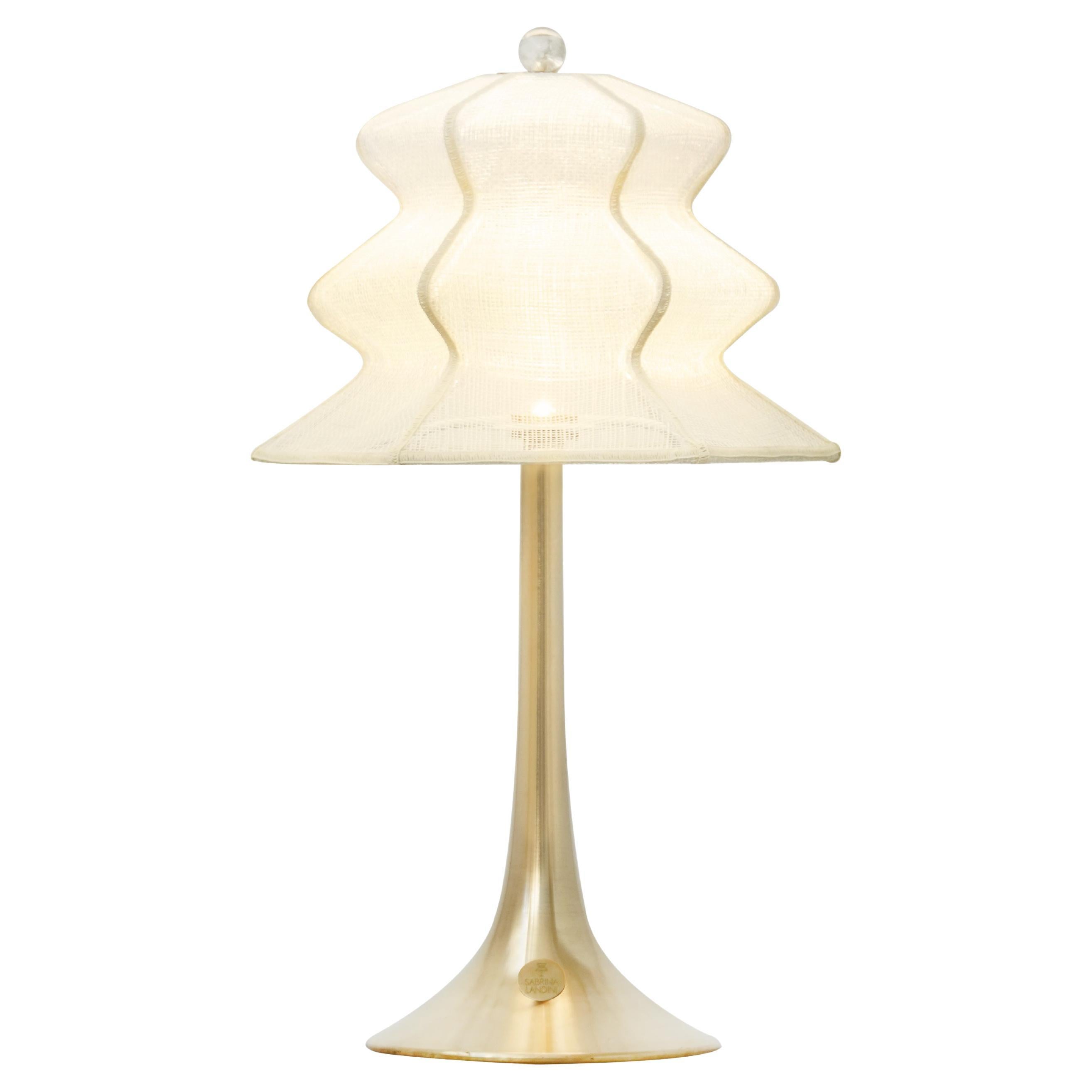 Lampada da tavolo contemporanea senza fili "Pagodina", colore bianco, cristallo argentato in vendita